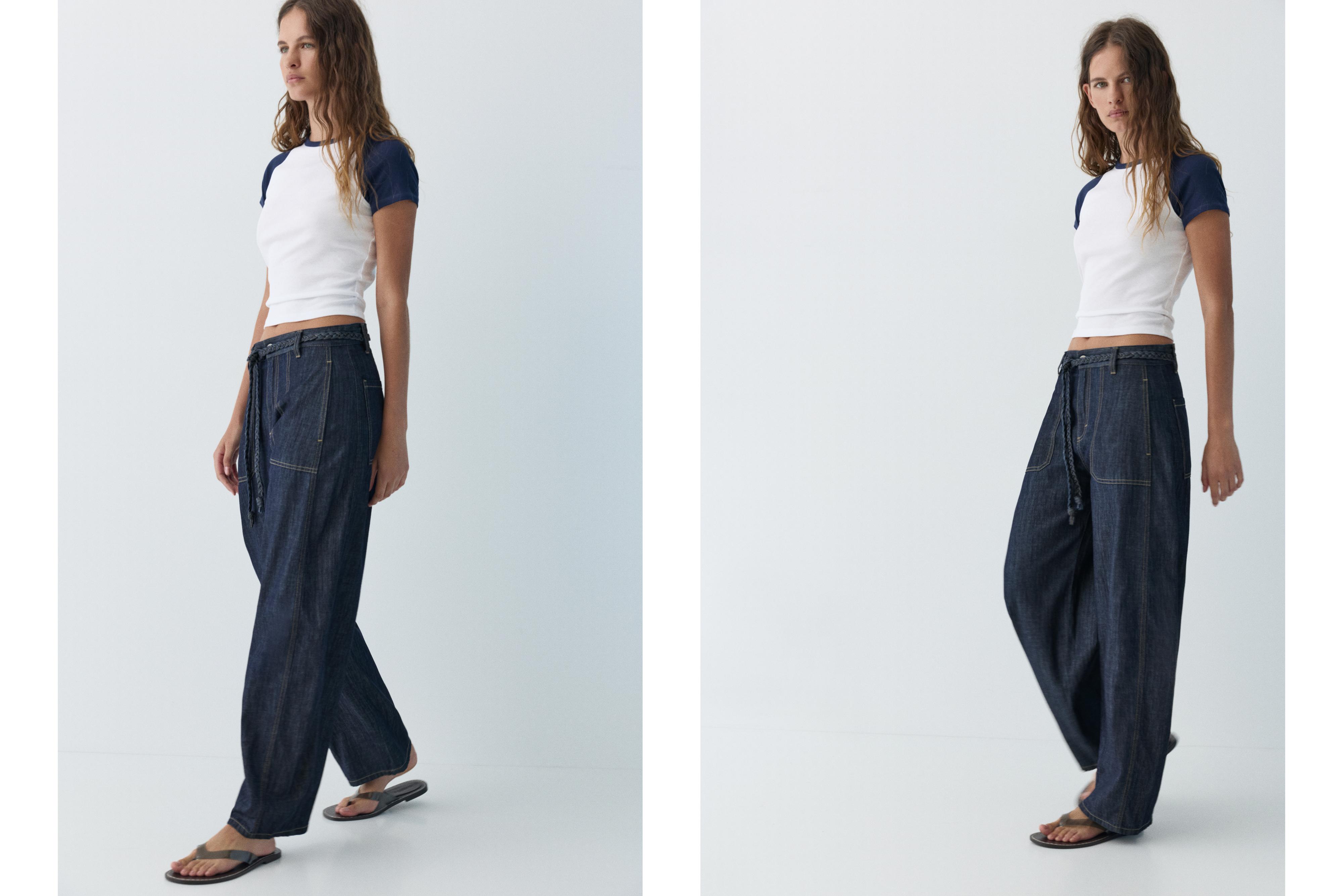 Balloon jeans with drawstring — Navy