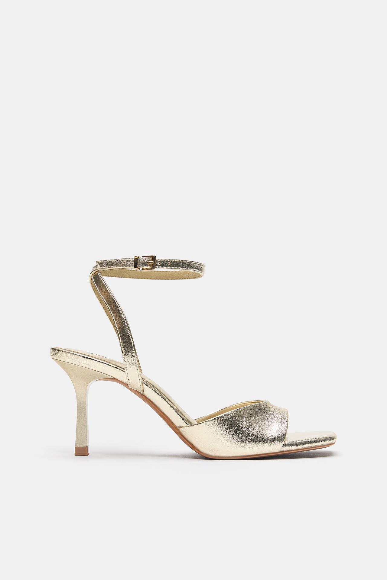 Gold metallic heeled sandals — Gold