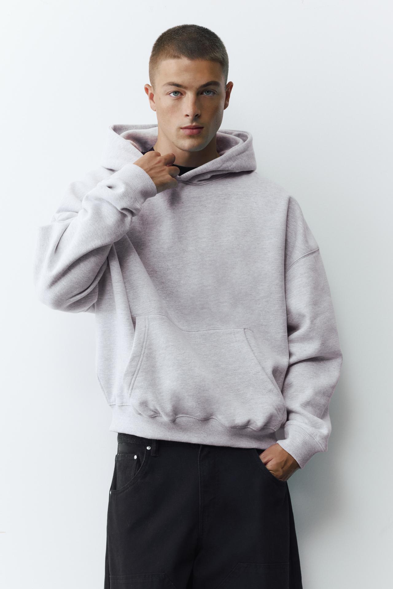 Boxy fit hoodie — Pale marl