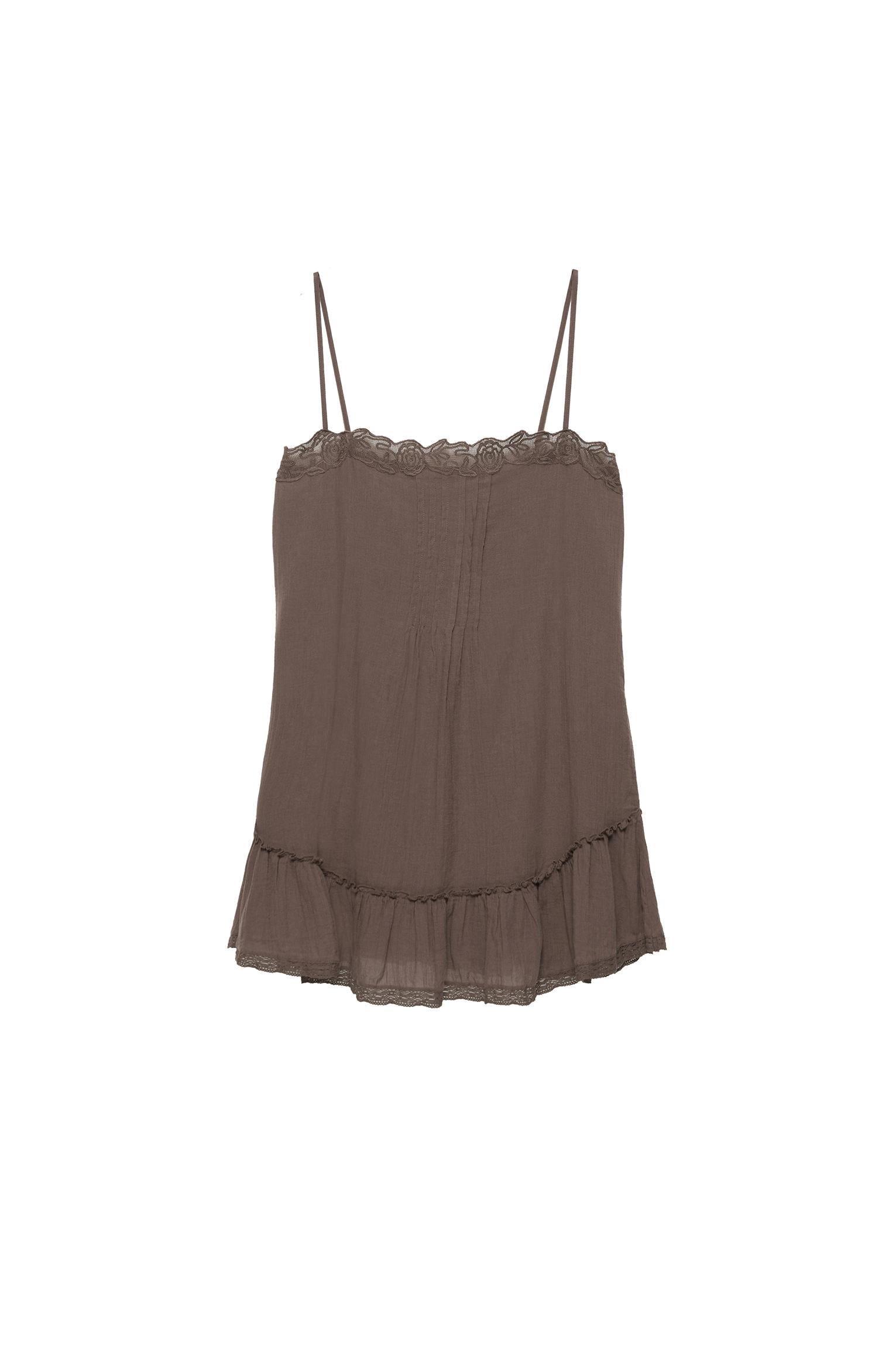 Brown dress with ruffled hem — Brown