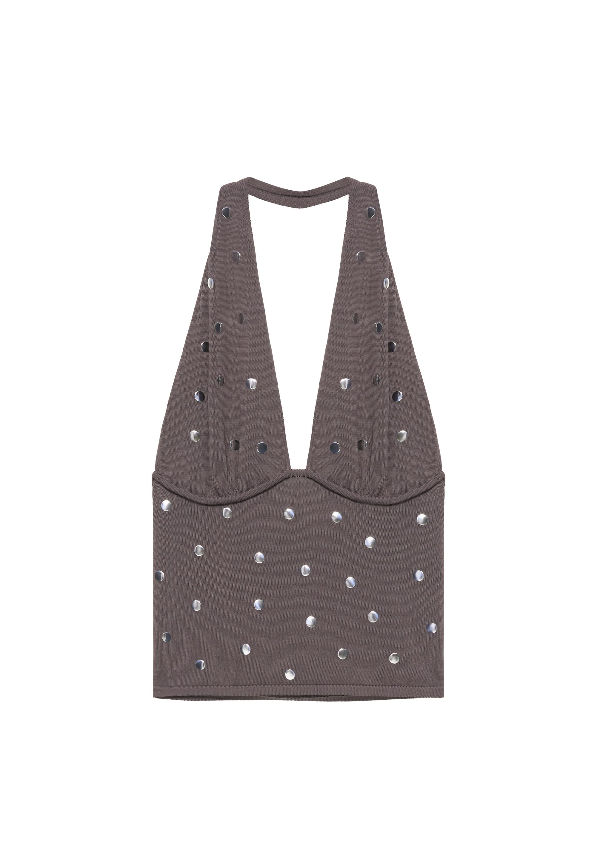Studded halter top — Steel