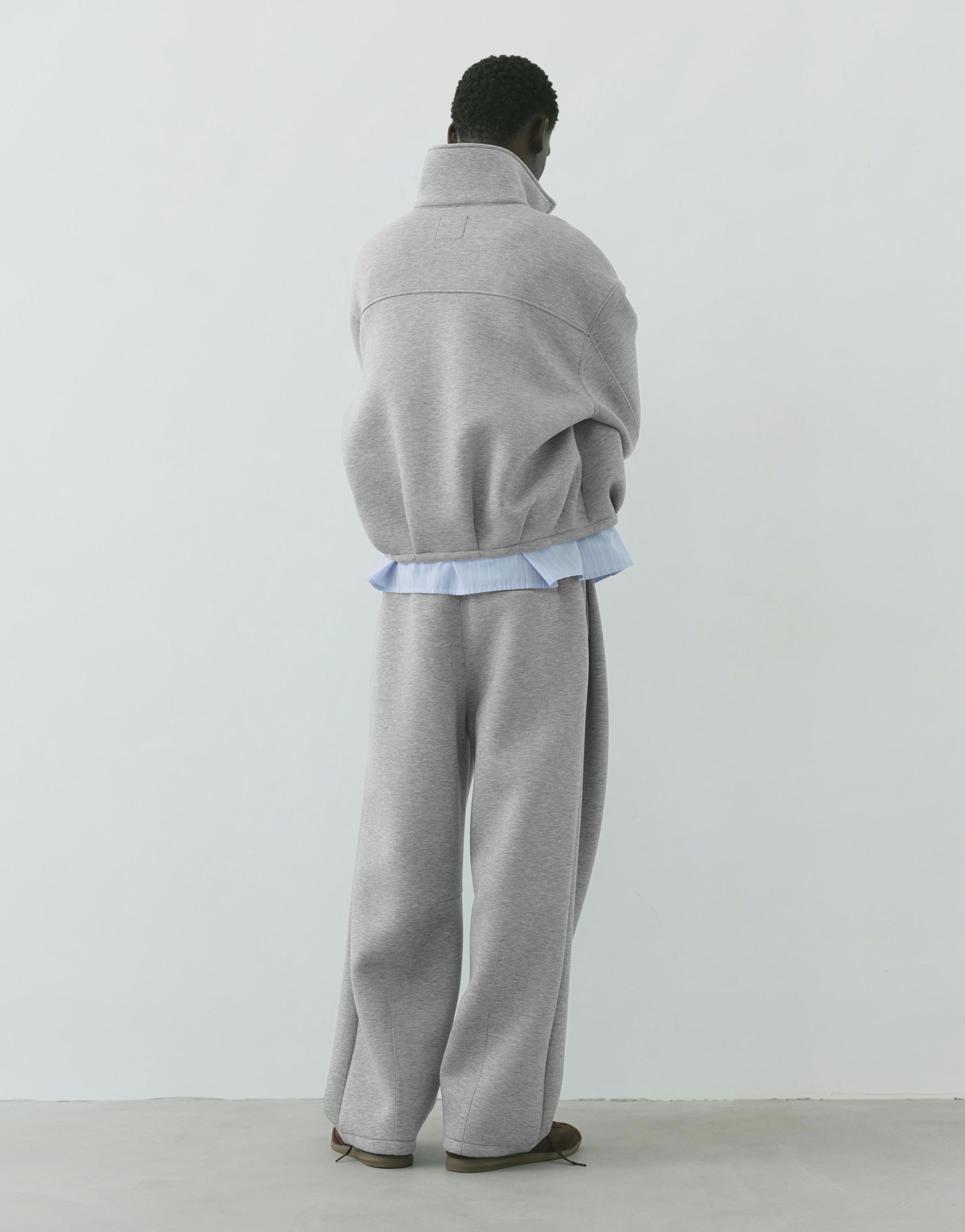 Neoprene-effect zip-up jacket — Grey marl