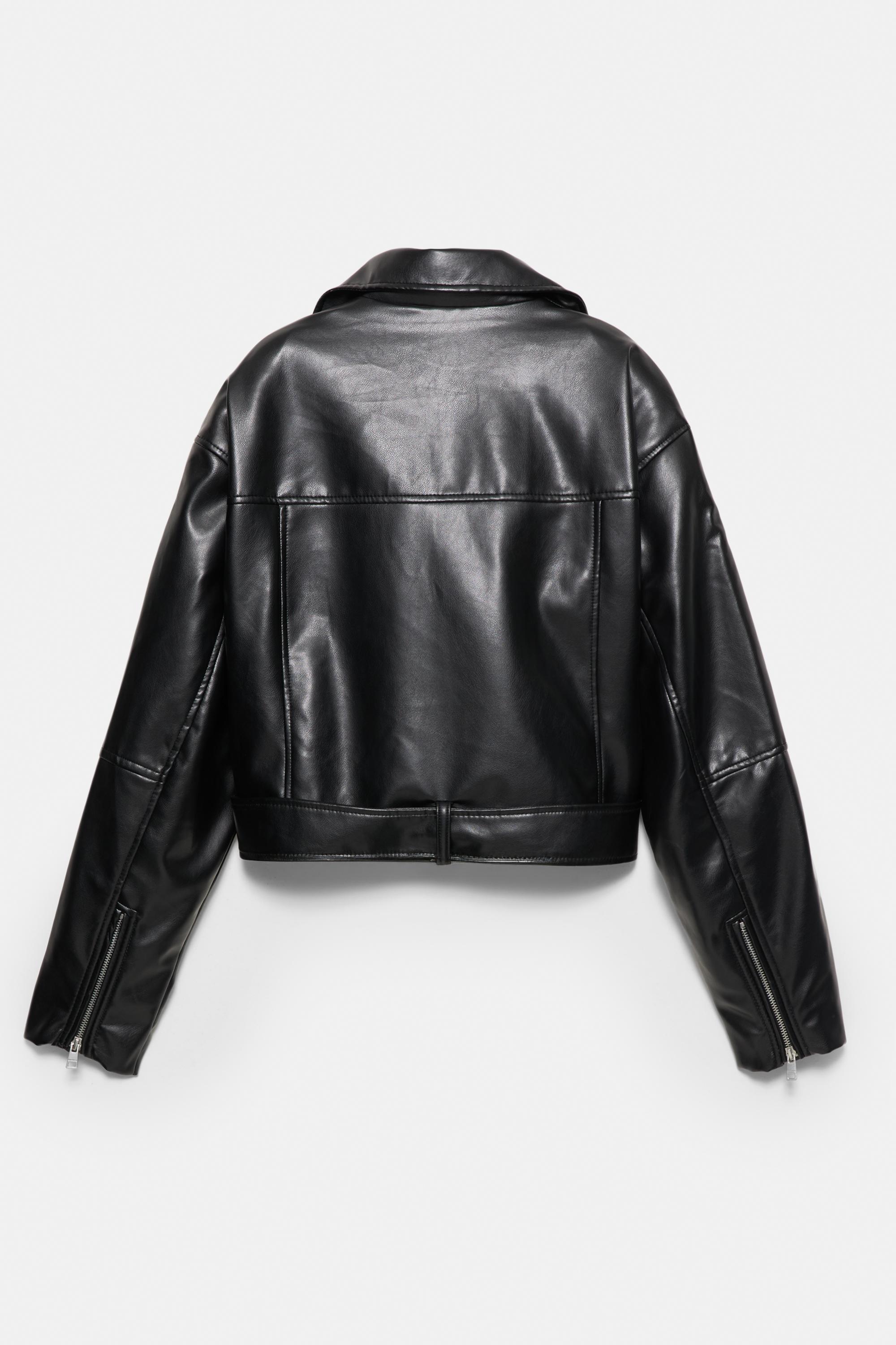 Leather effect biker jacket — Black