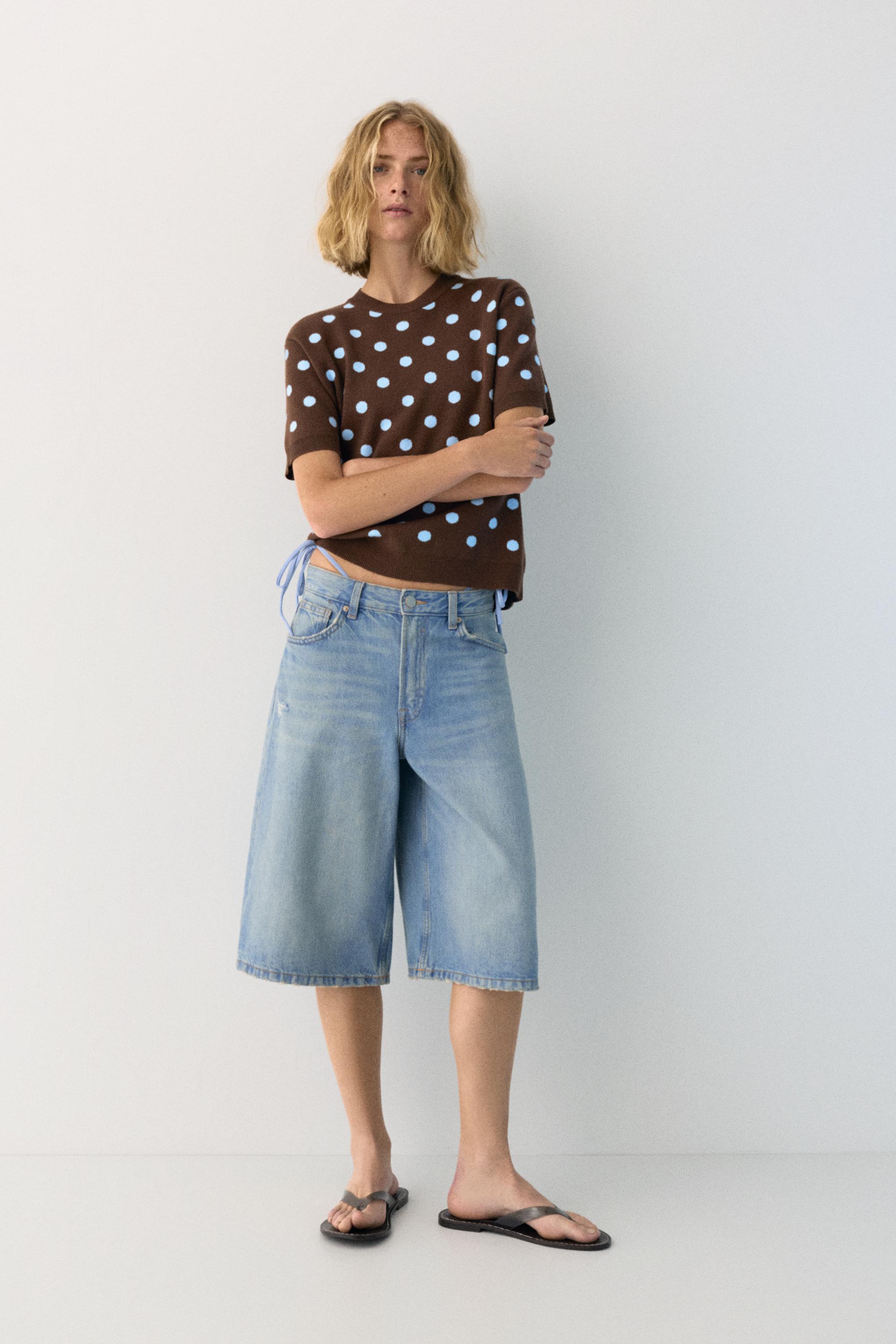 Puantiye desenli kısa kollu top - Görsel 10