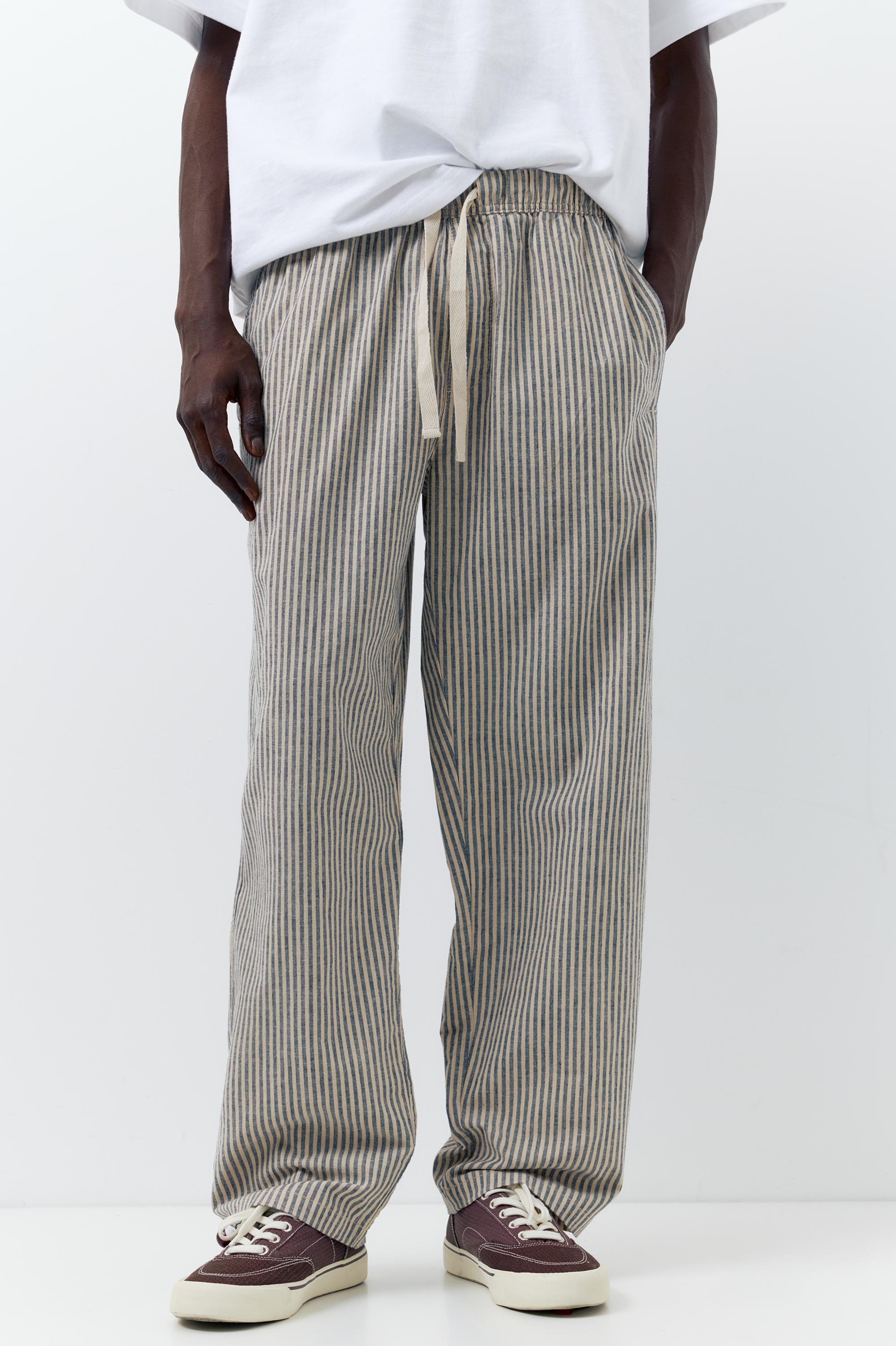 Rustik çizgili jogger pantolon - Görsel 11