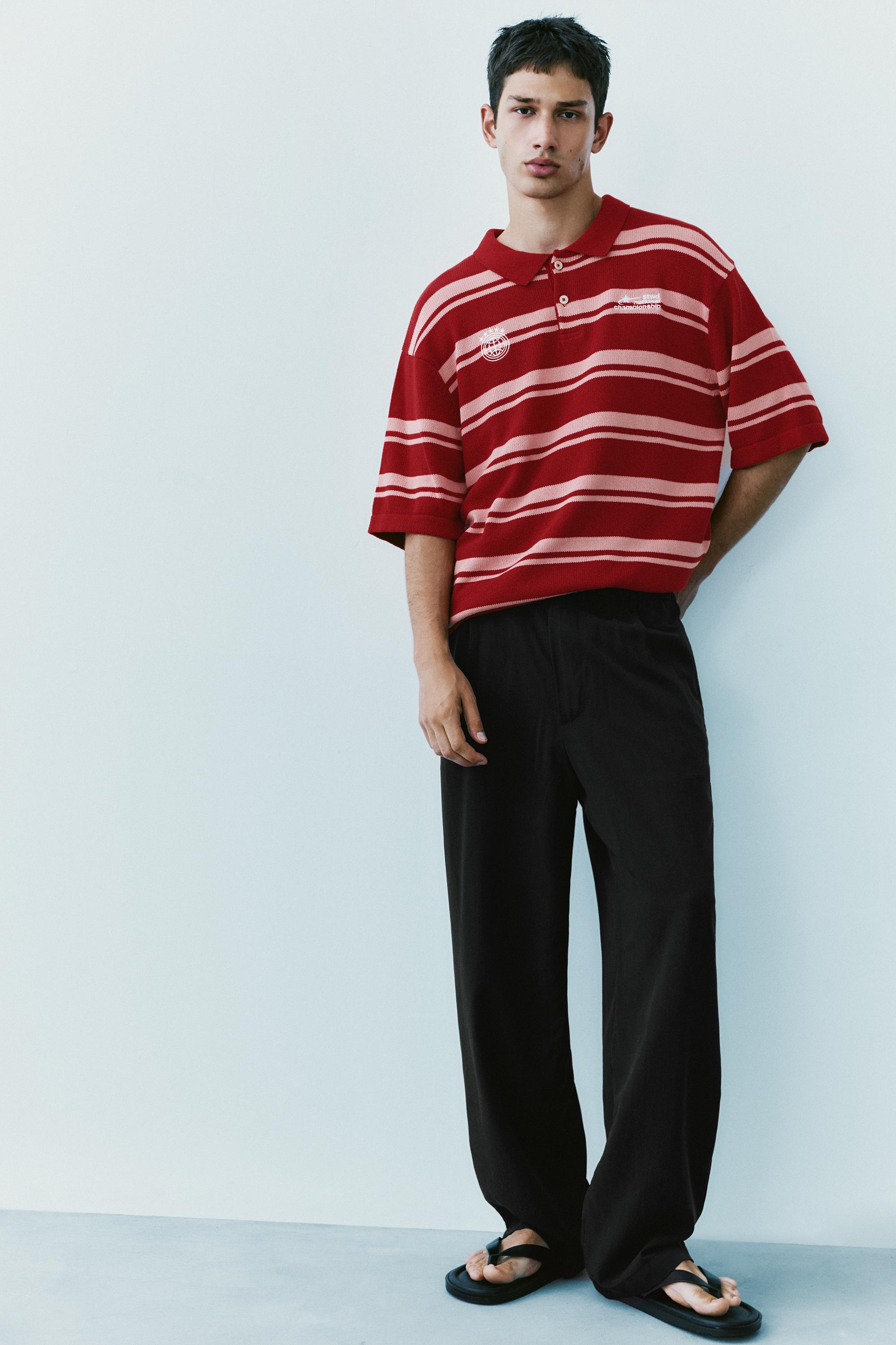 STWD striped knit polo shirt — Red