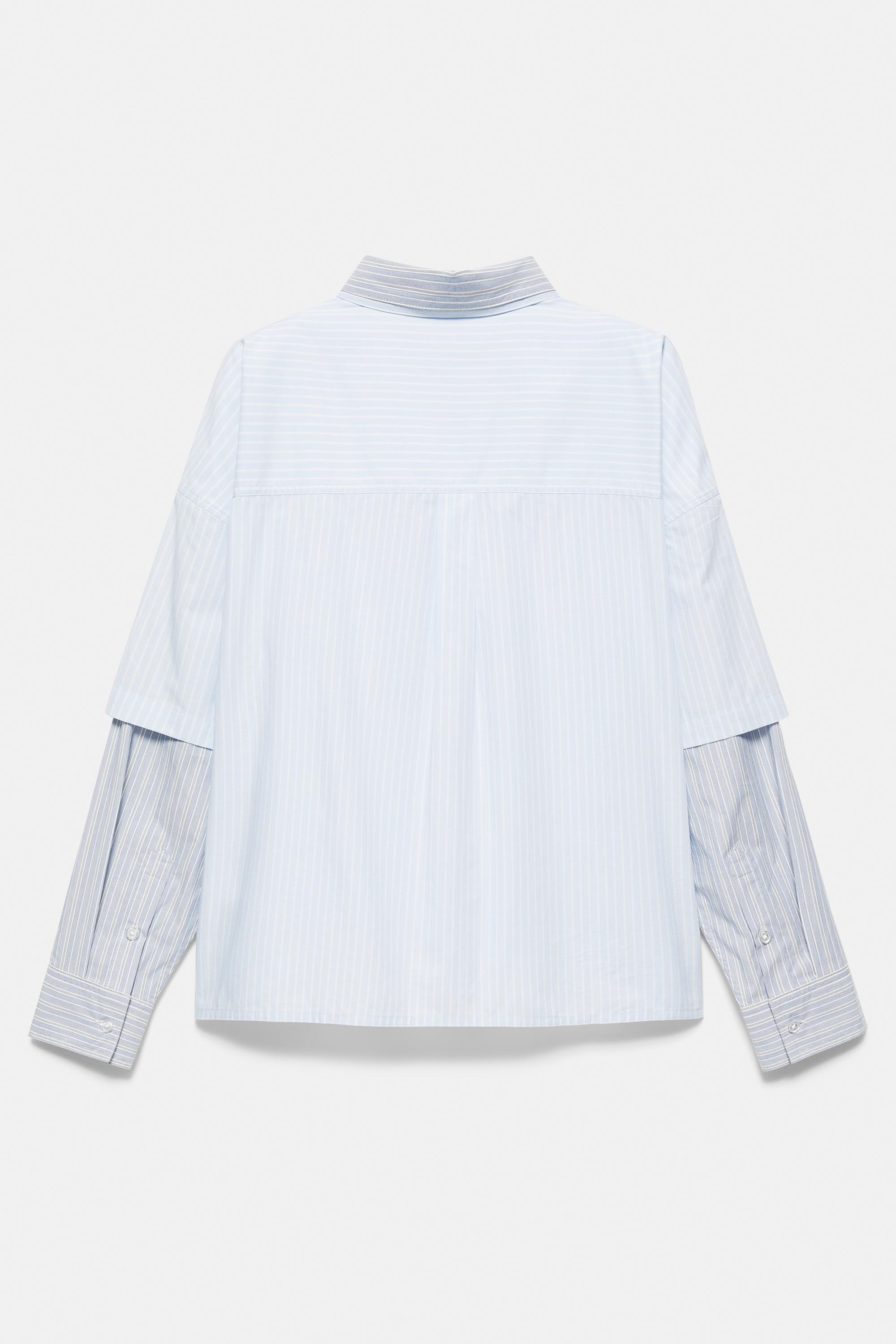 Double long sleeve striped shirt — Blue