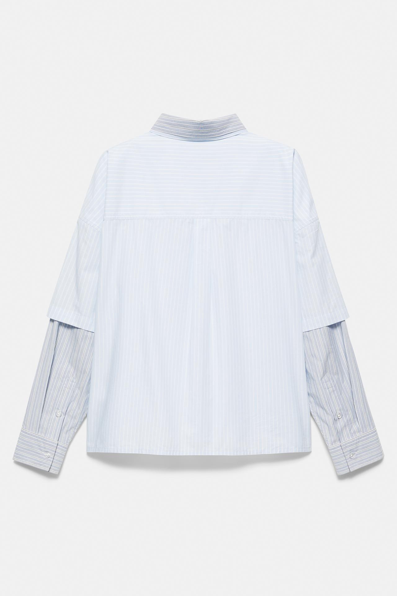 Double long sleeve striped shirt — Blue