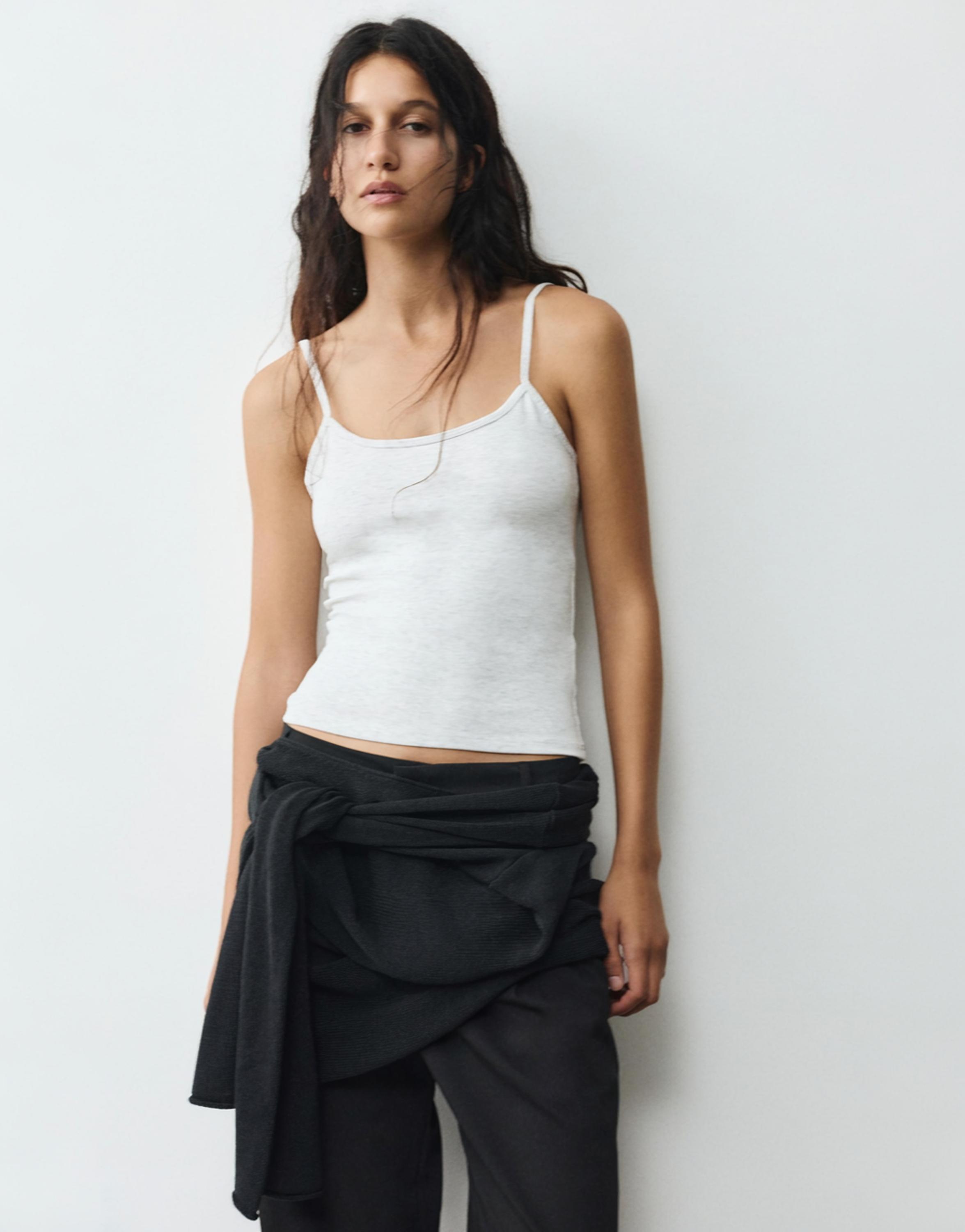 Thin strap top — Grey marl