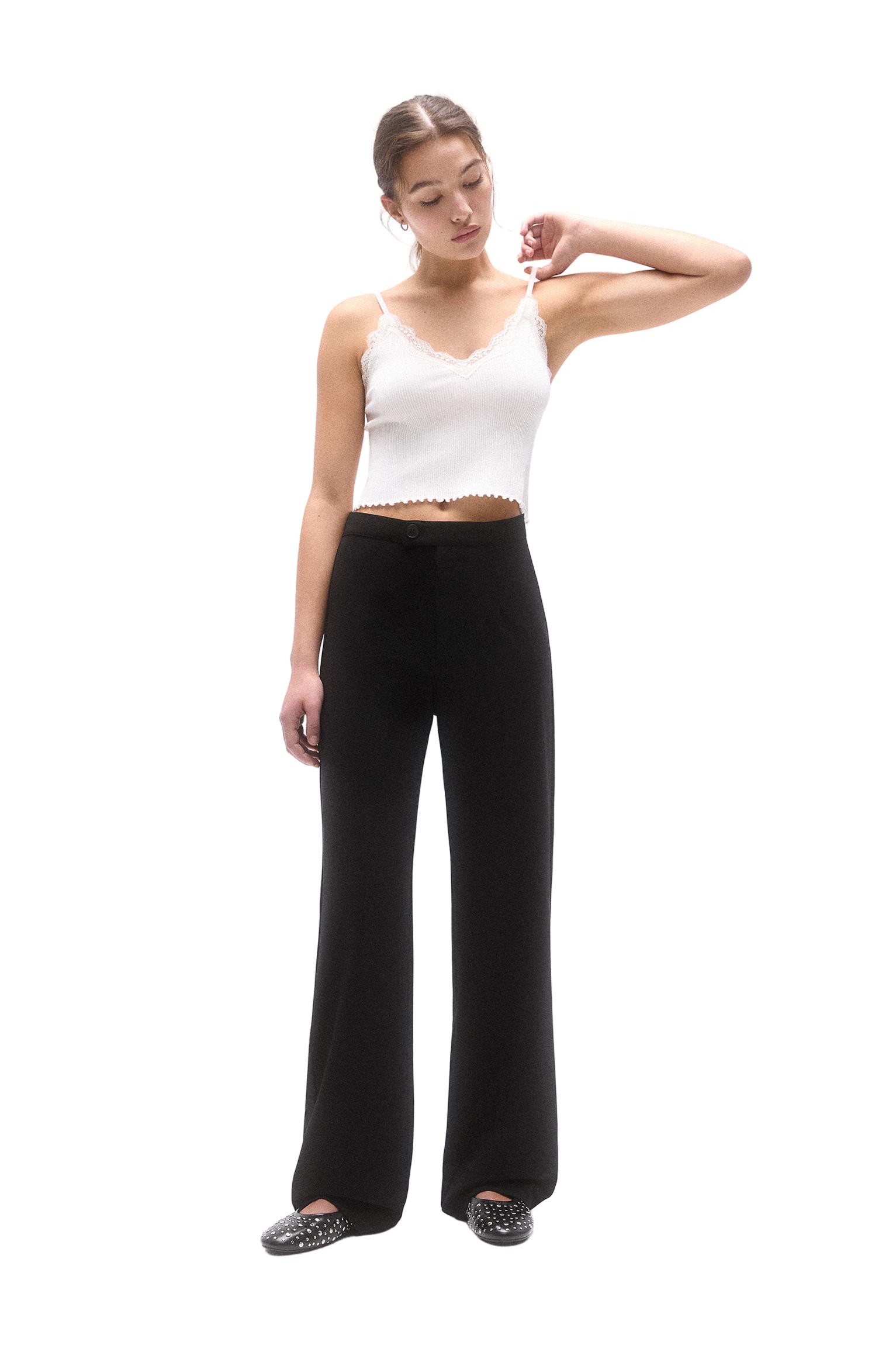 Straight-leg darted trousers — Black