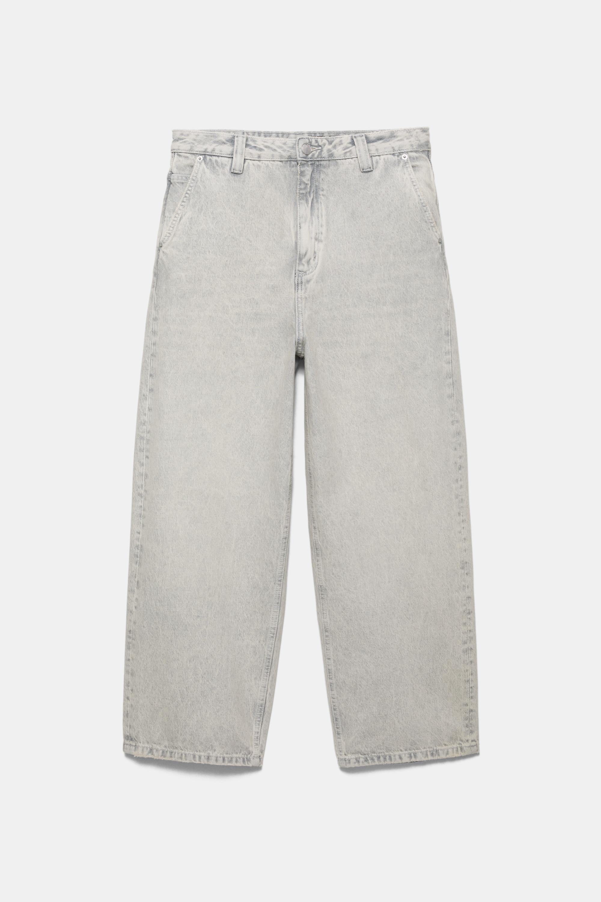 Embroidered skater jeans — Pale grey