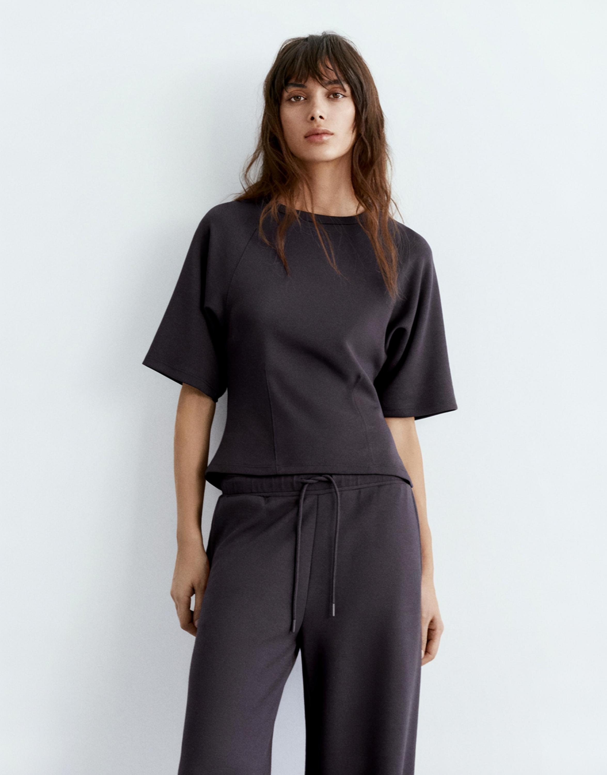 Soft touch short sleeve sweatshirt — Black