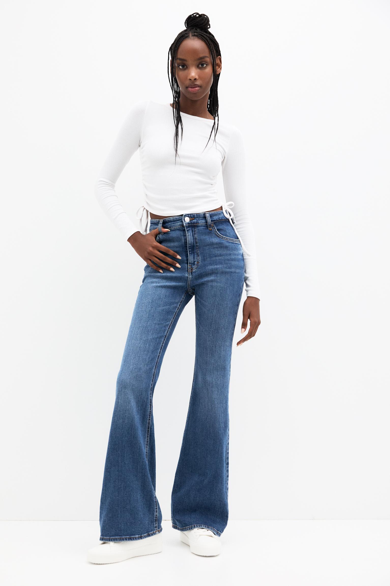 Jeans femme flare taille haute hotsell