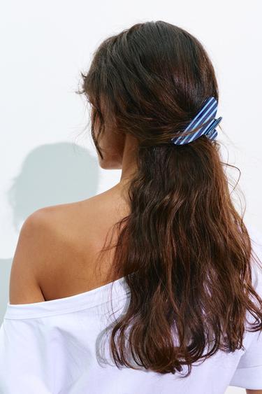 Striped hair clip — Blue 2