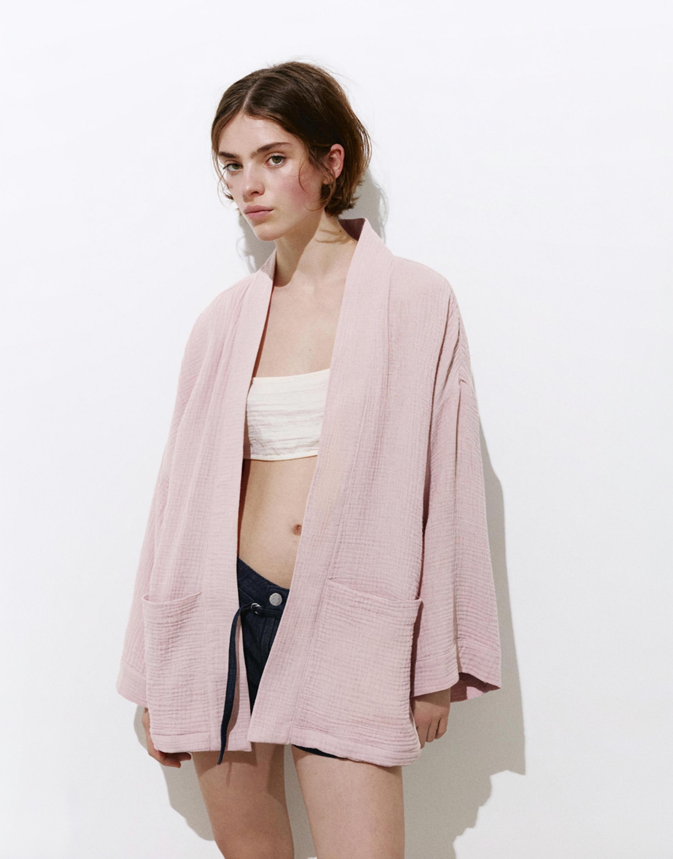 Crepe kimono — Rose pink