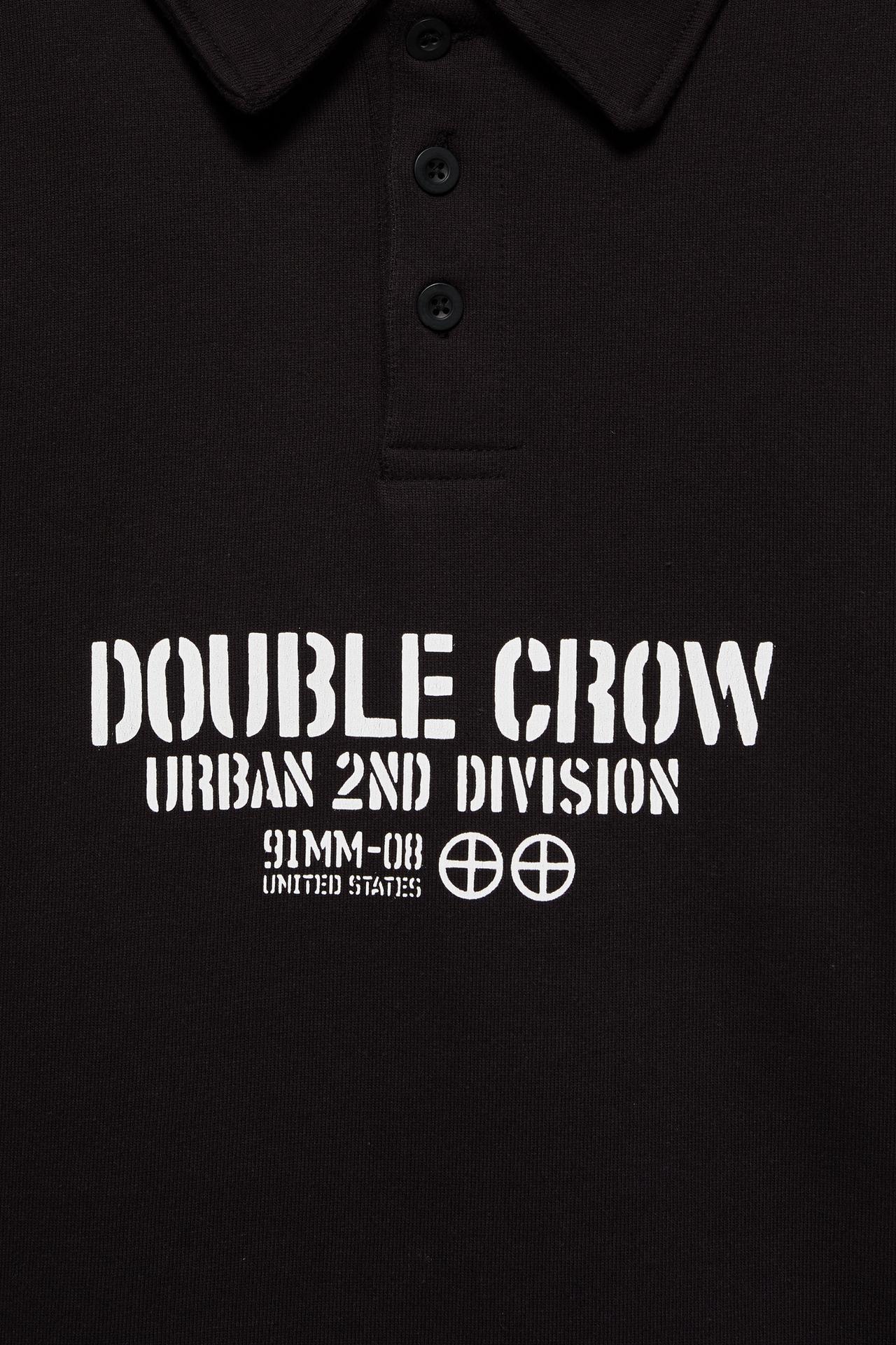 Short sleeve text polo shirt — Black