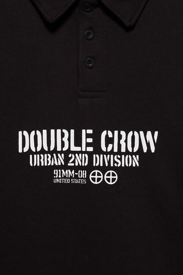 Short sleeve text polo shirt — Black 7