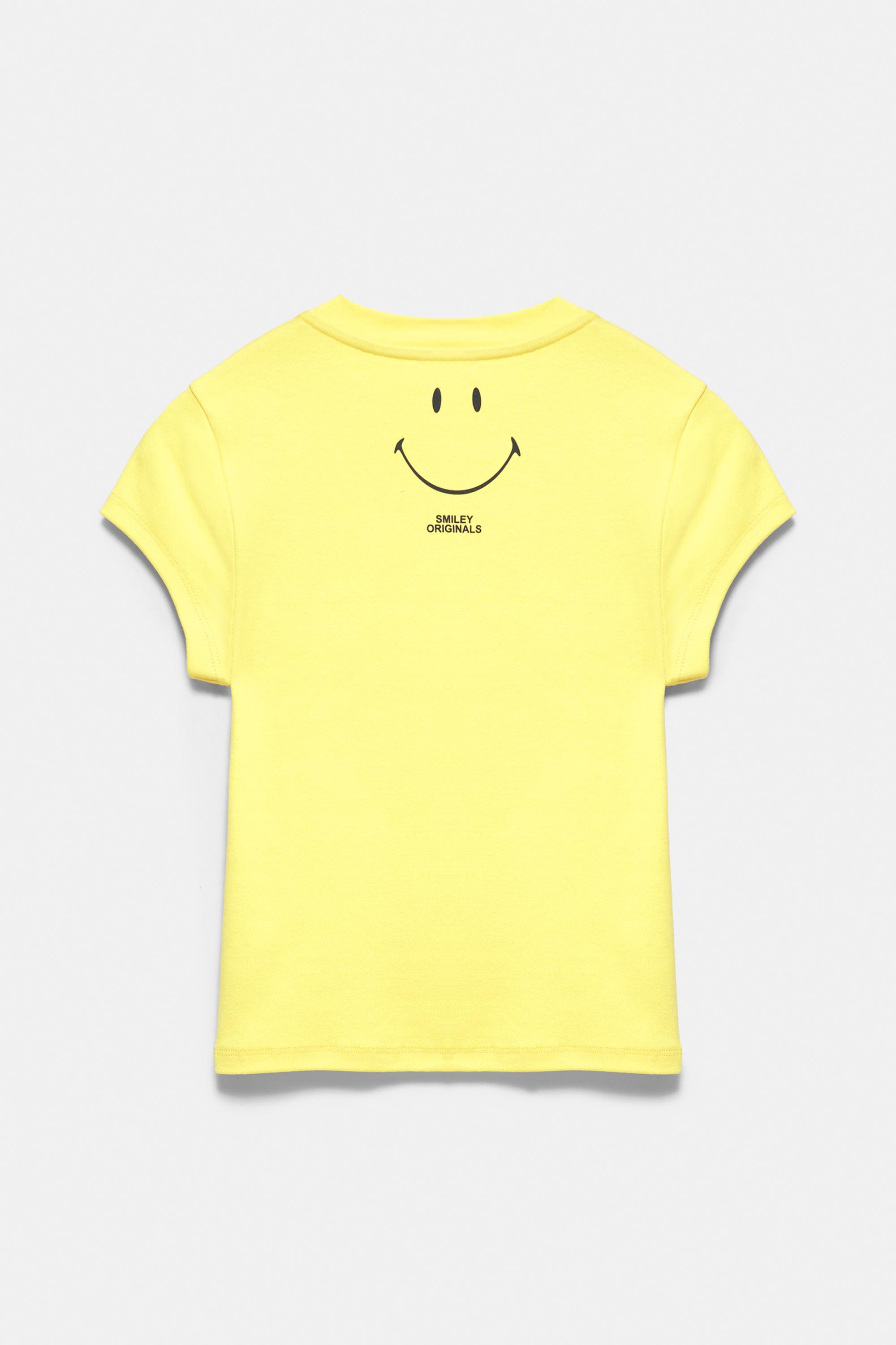 Smiley slogan T-shirt — Yellow