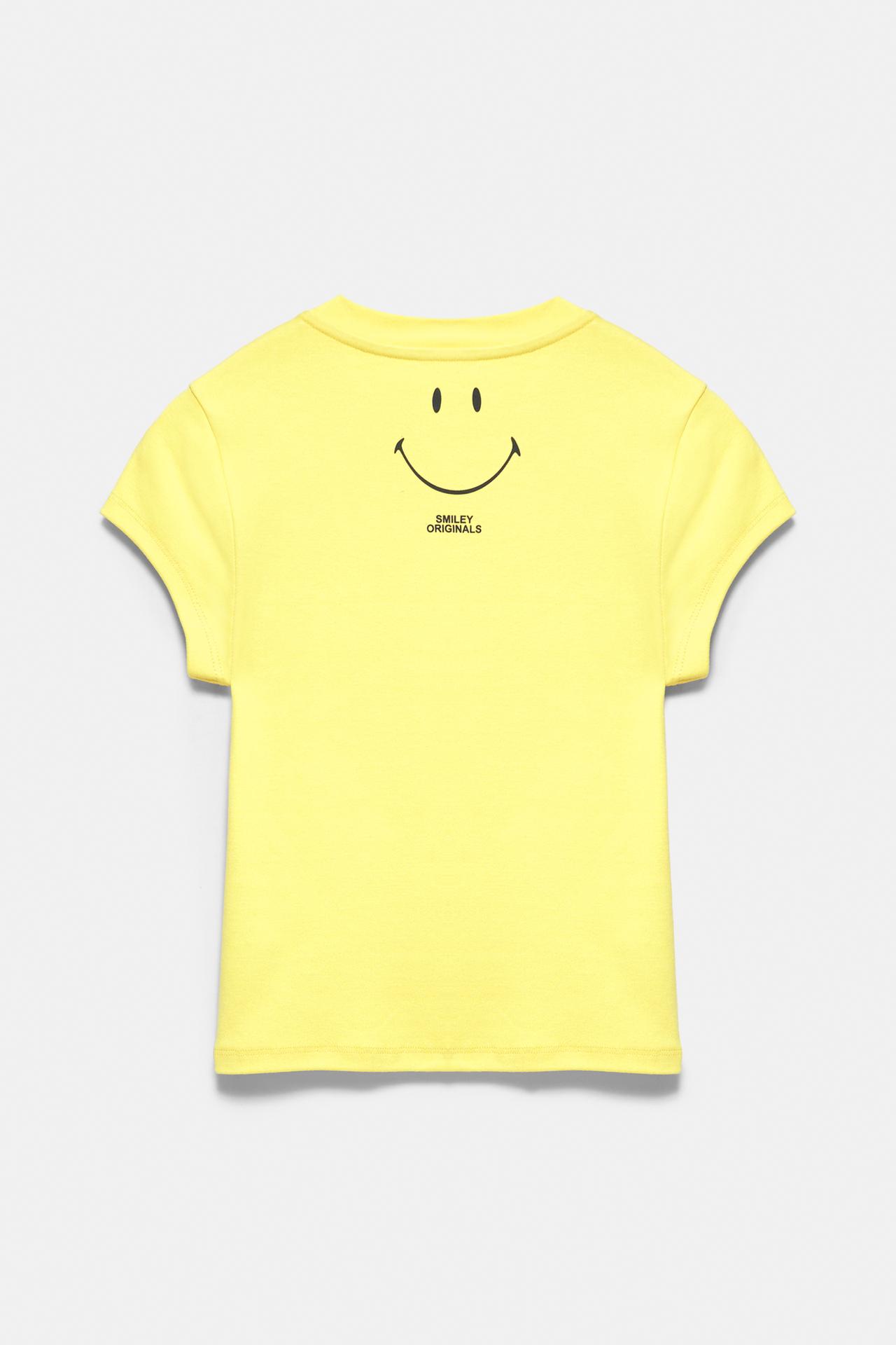Smiley slogan T-shirt — Yellow