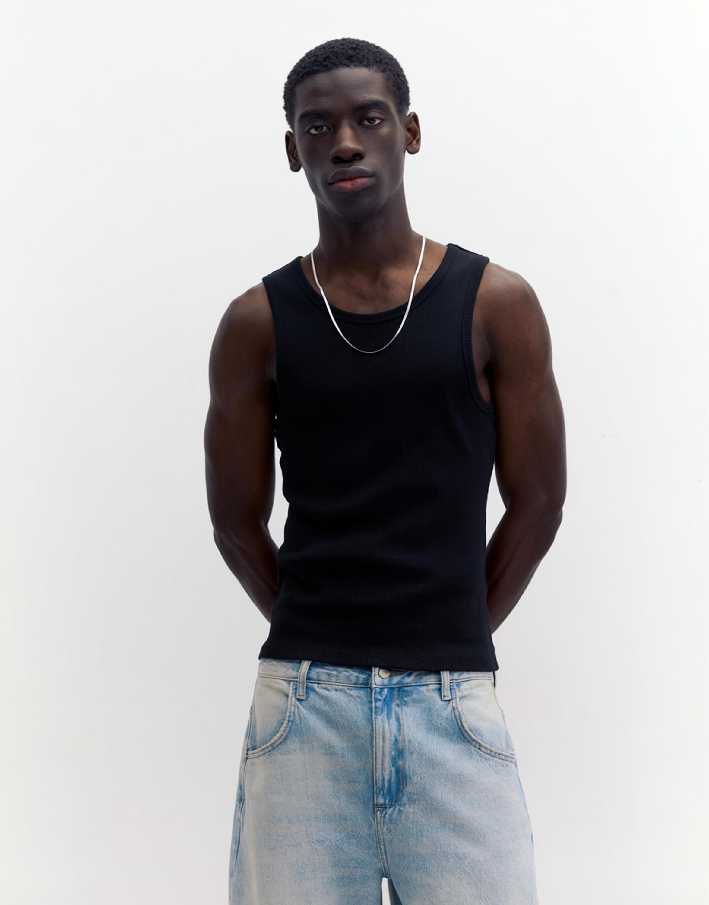 Ribbed tank top — Black