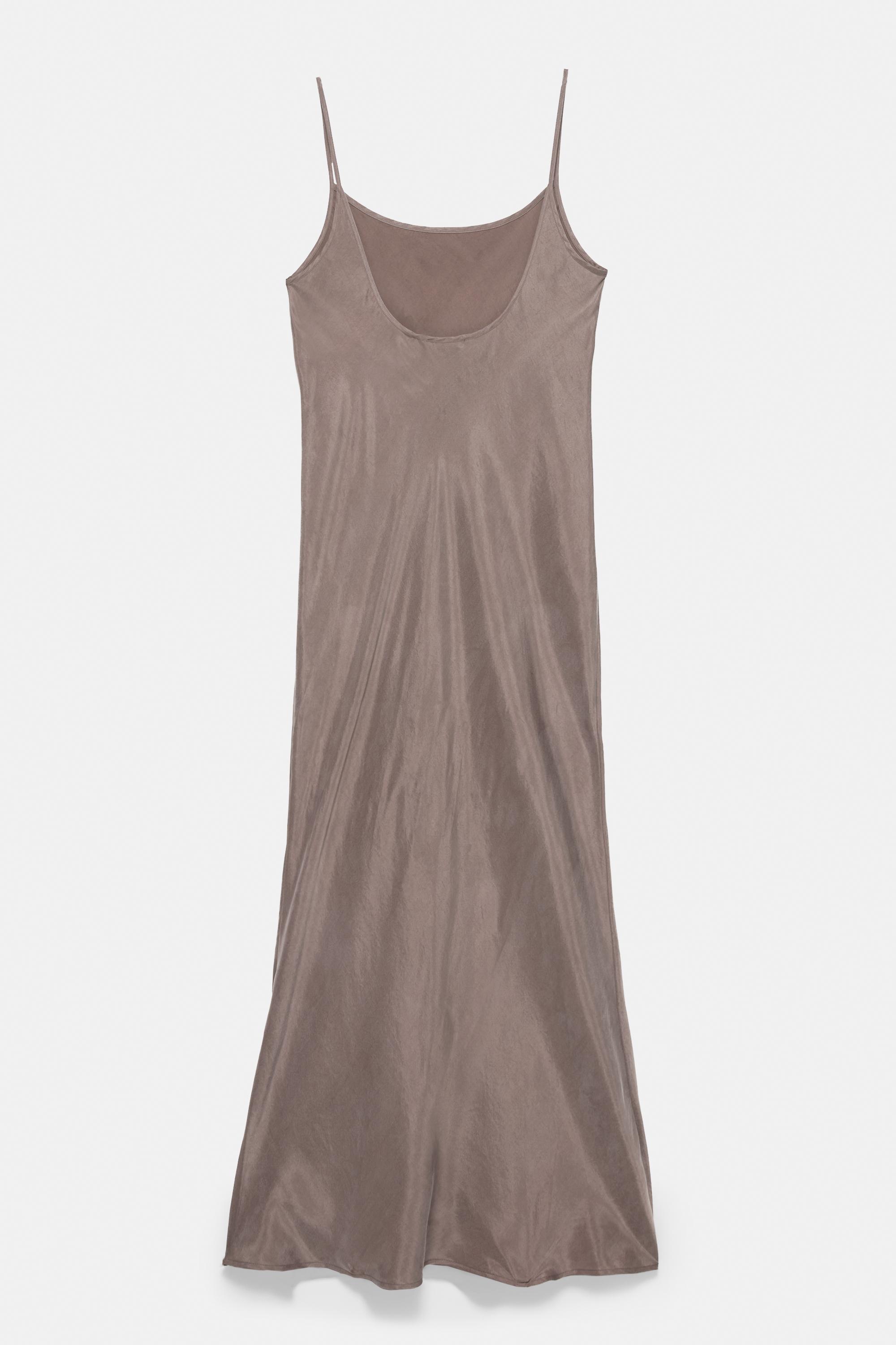 Satin midi dress — Mole brown