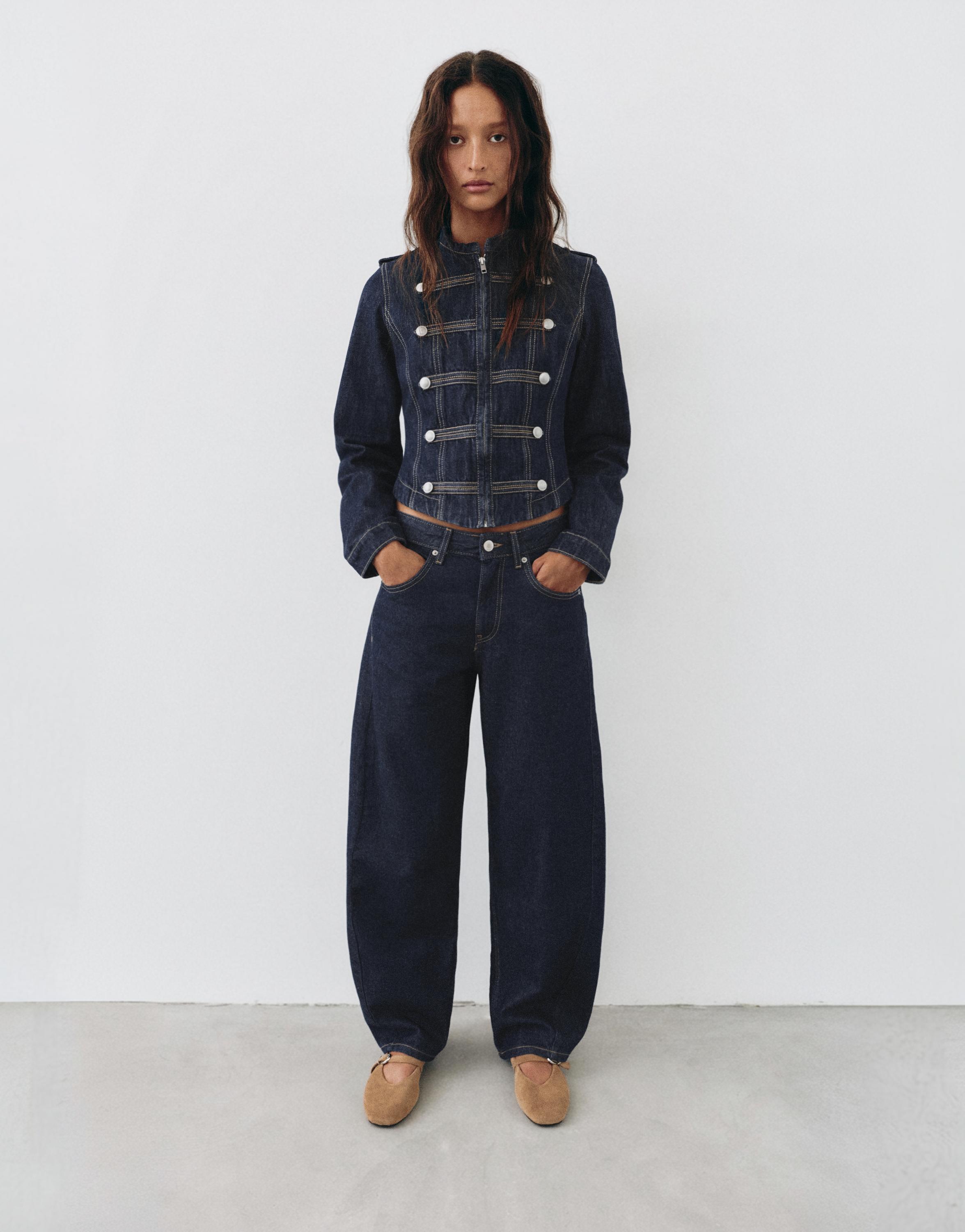 Low-rise barrel jeans — Navy