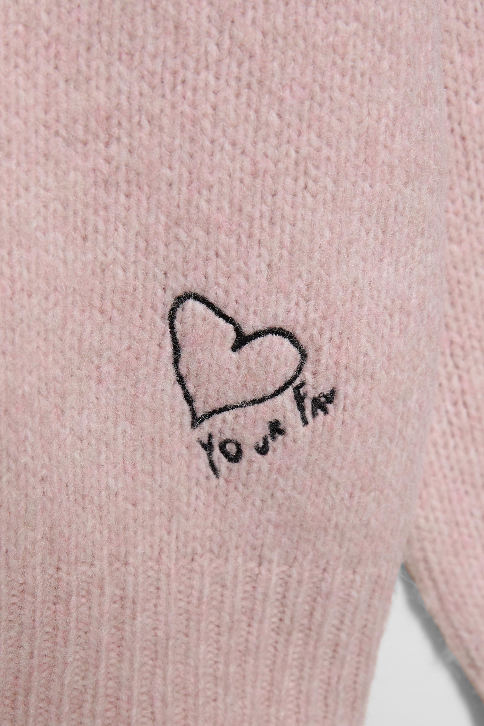 Pembe nakışlı kalp desenli kazak - Görsel 2