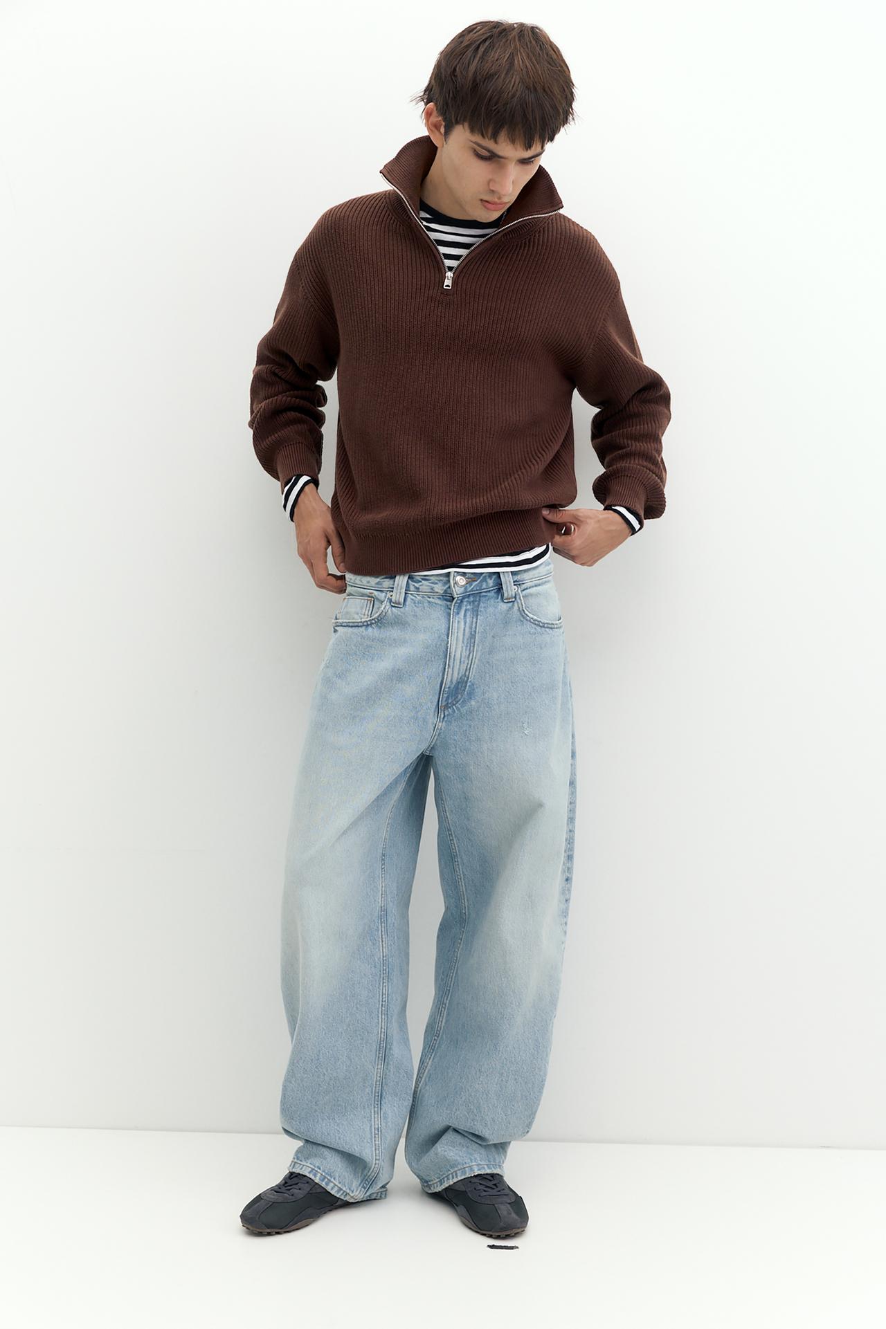 Quarter-zip jumper — Brown