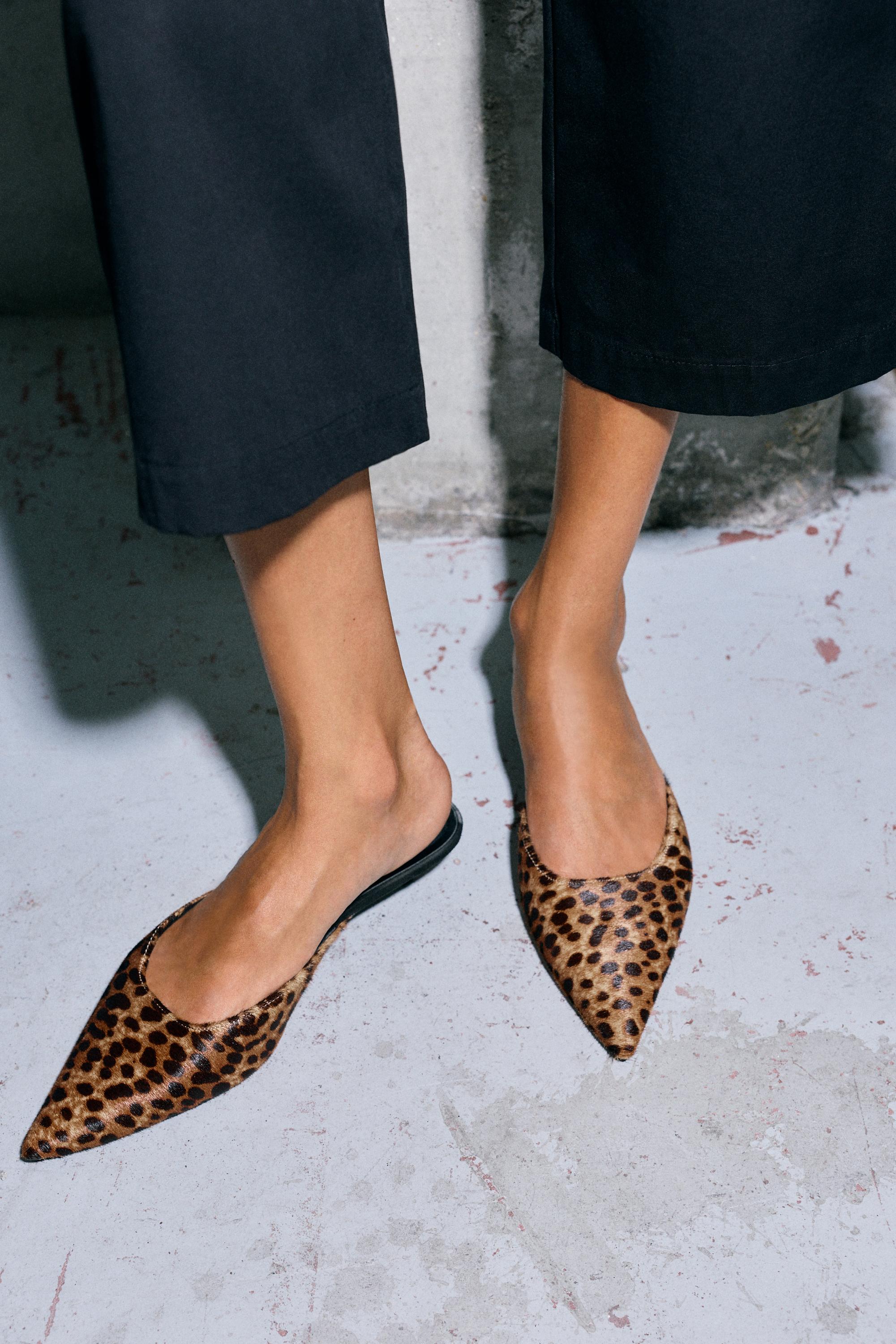 Leopard print leather mules — Leopard