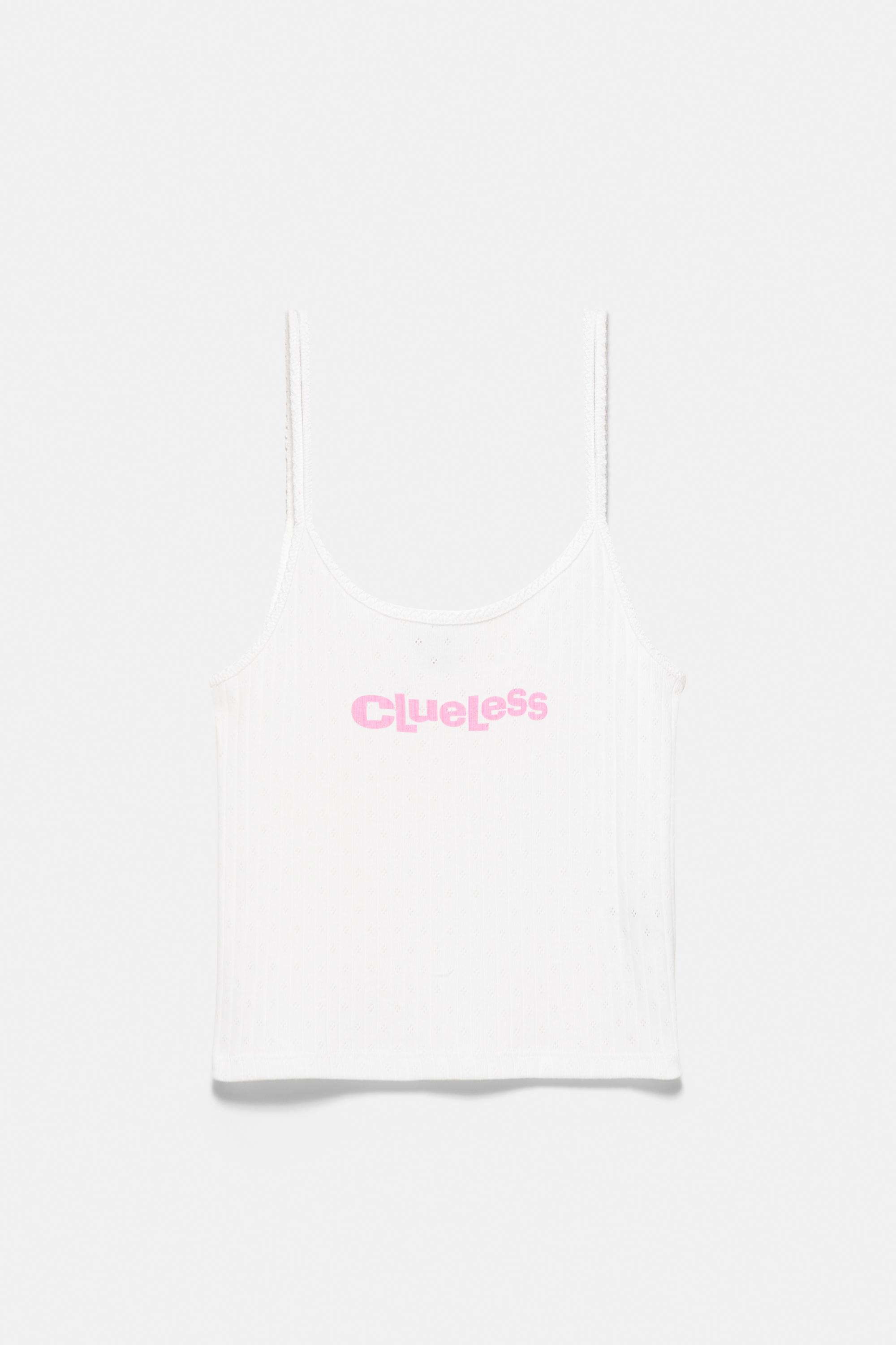 Clueless pointelle strappy top — White