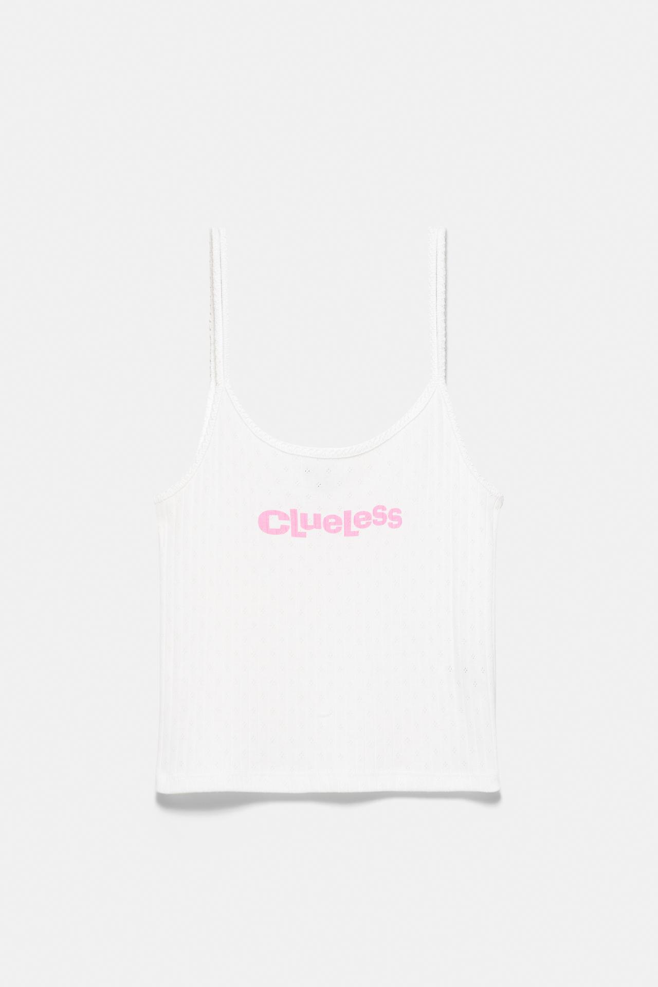 Clueless pointelle strappy top — White