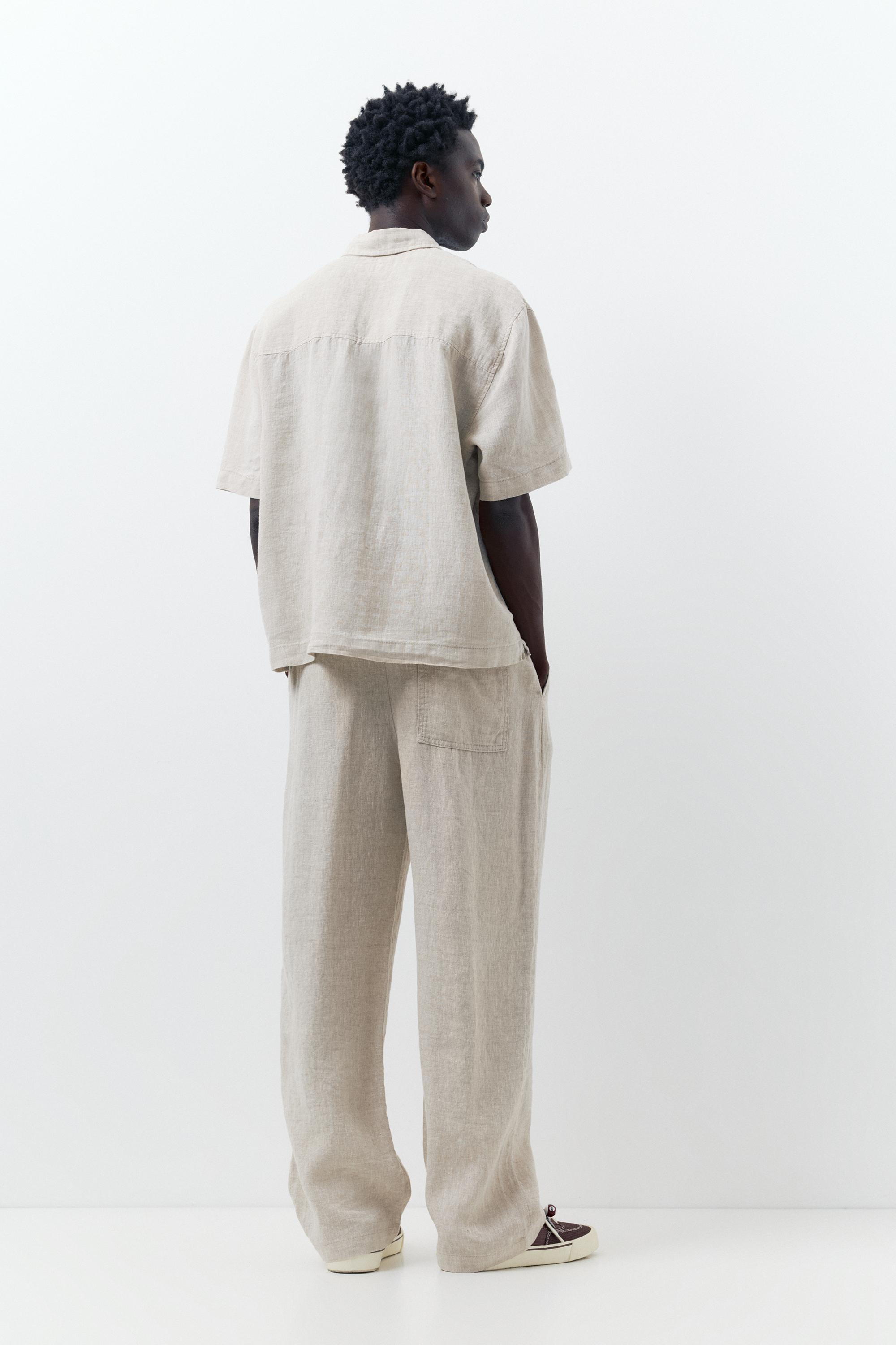 100% linen jogger trousers — Beige