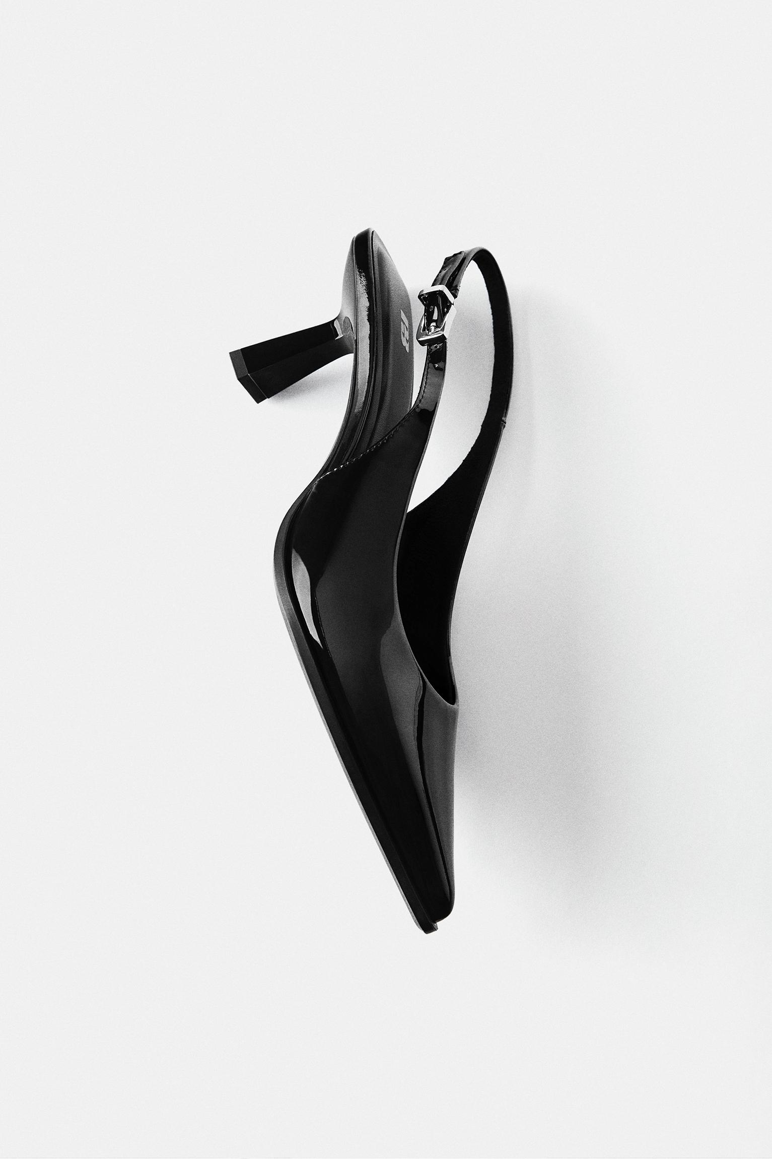 Patent slingback heels — Black