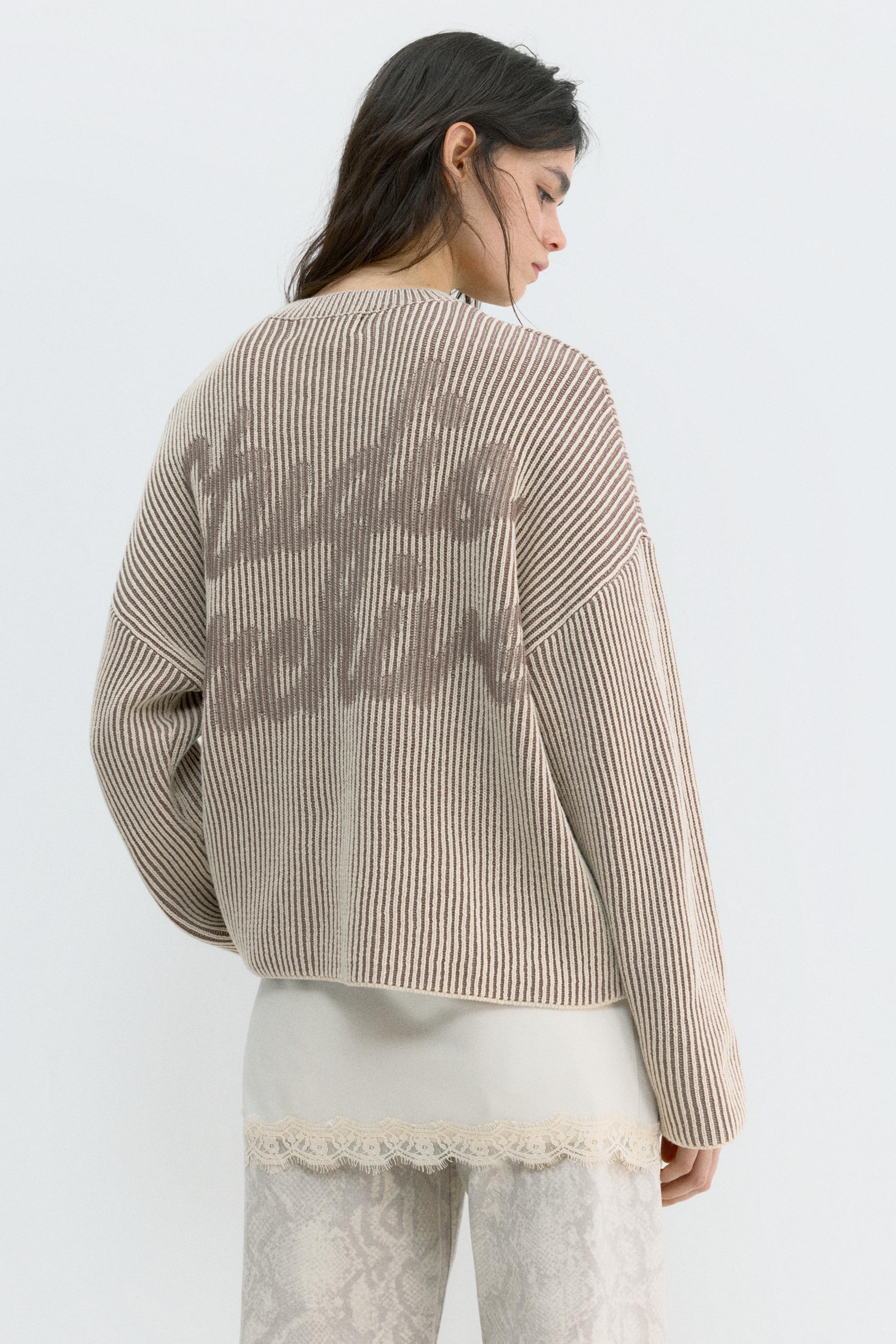 Kontrast iplikli fitilli kazak