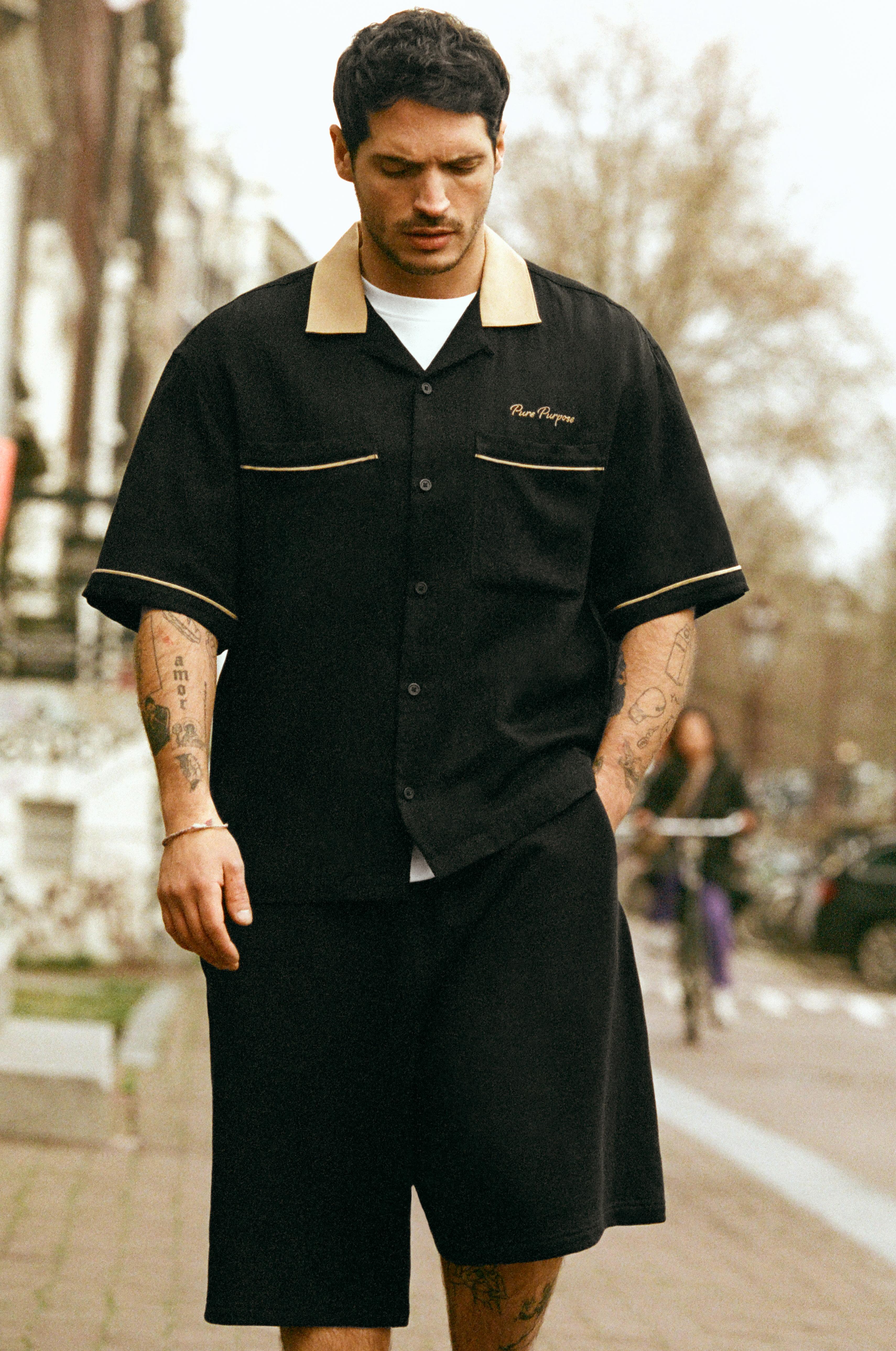 Bowling short sleeve shirt — Black