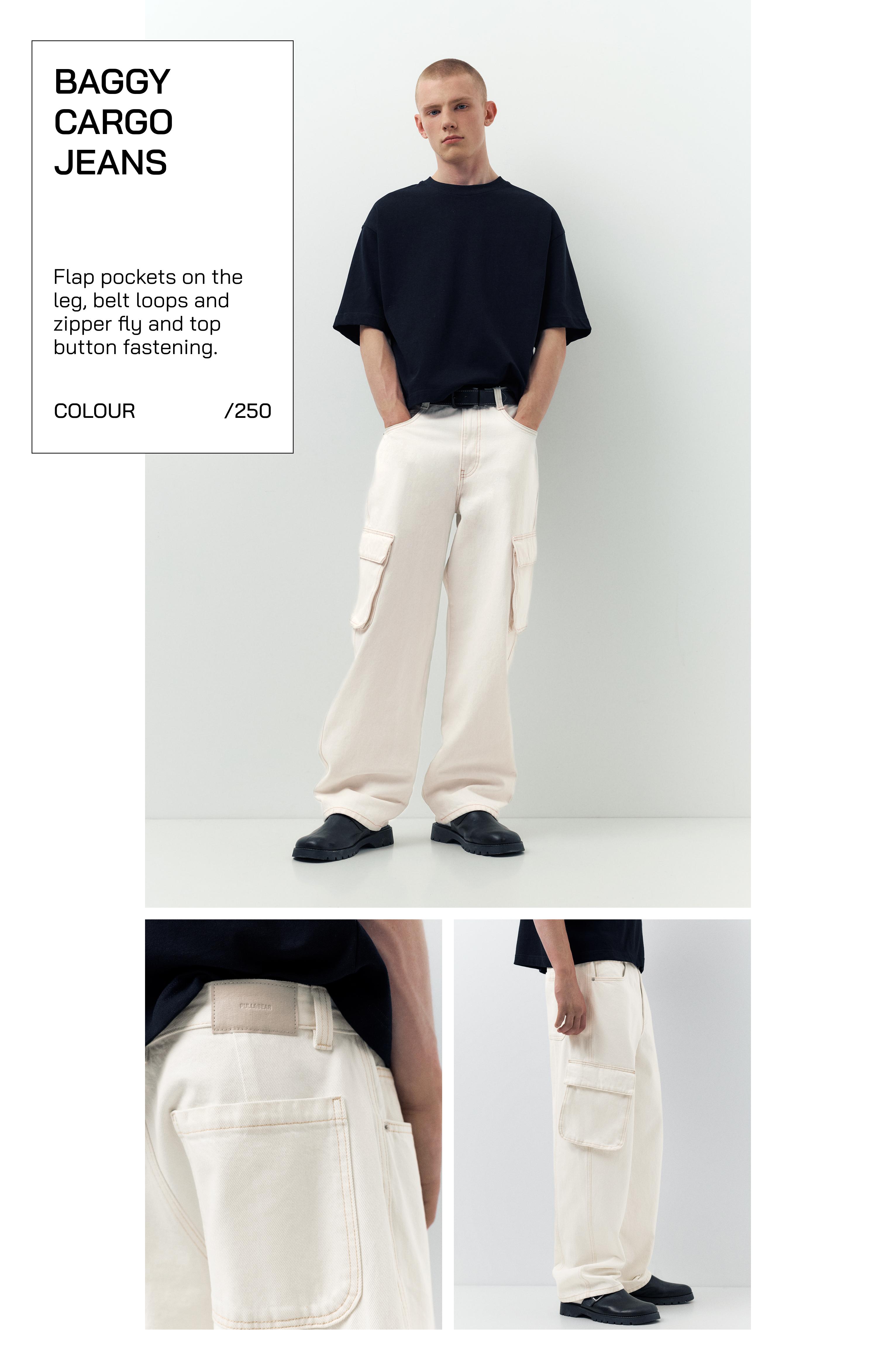 Baggy cargo jeans — White