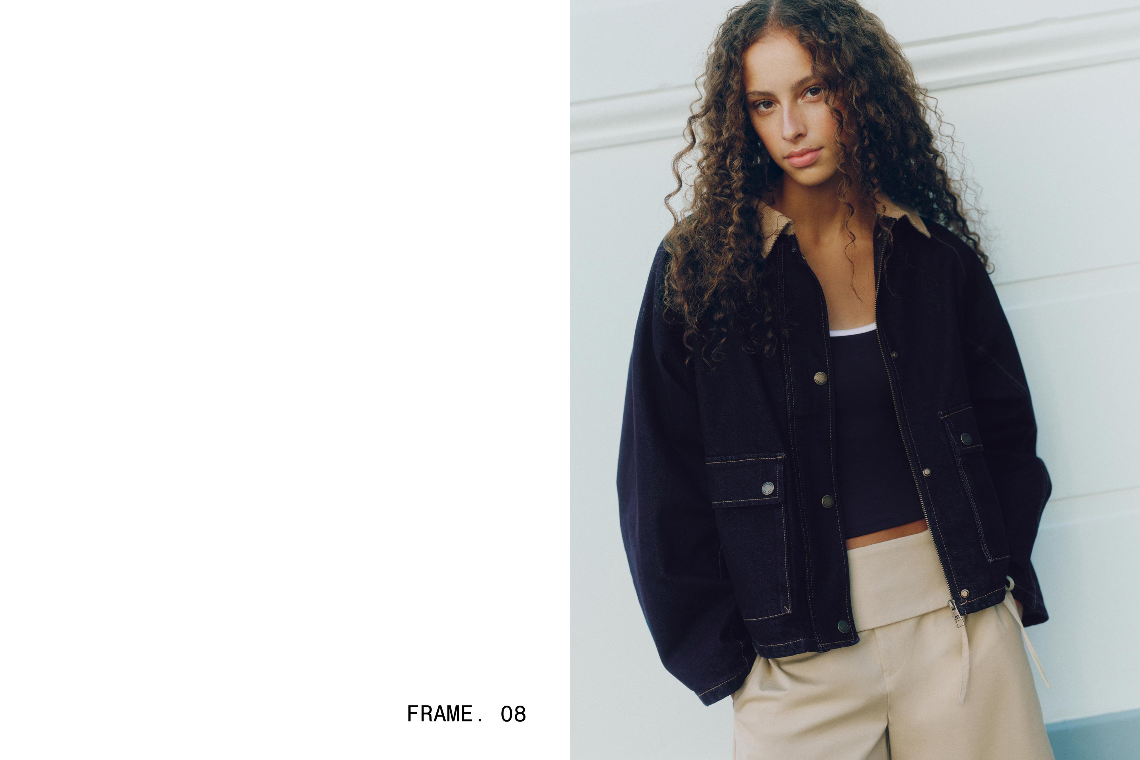 Contrast collar denim jacket — Dark navy
