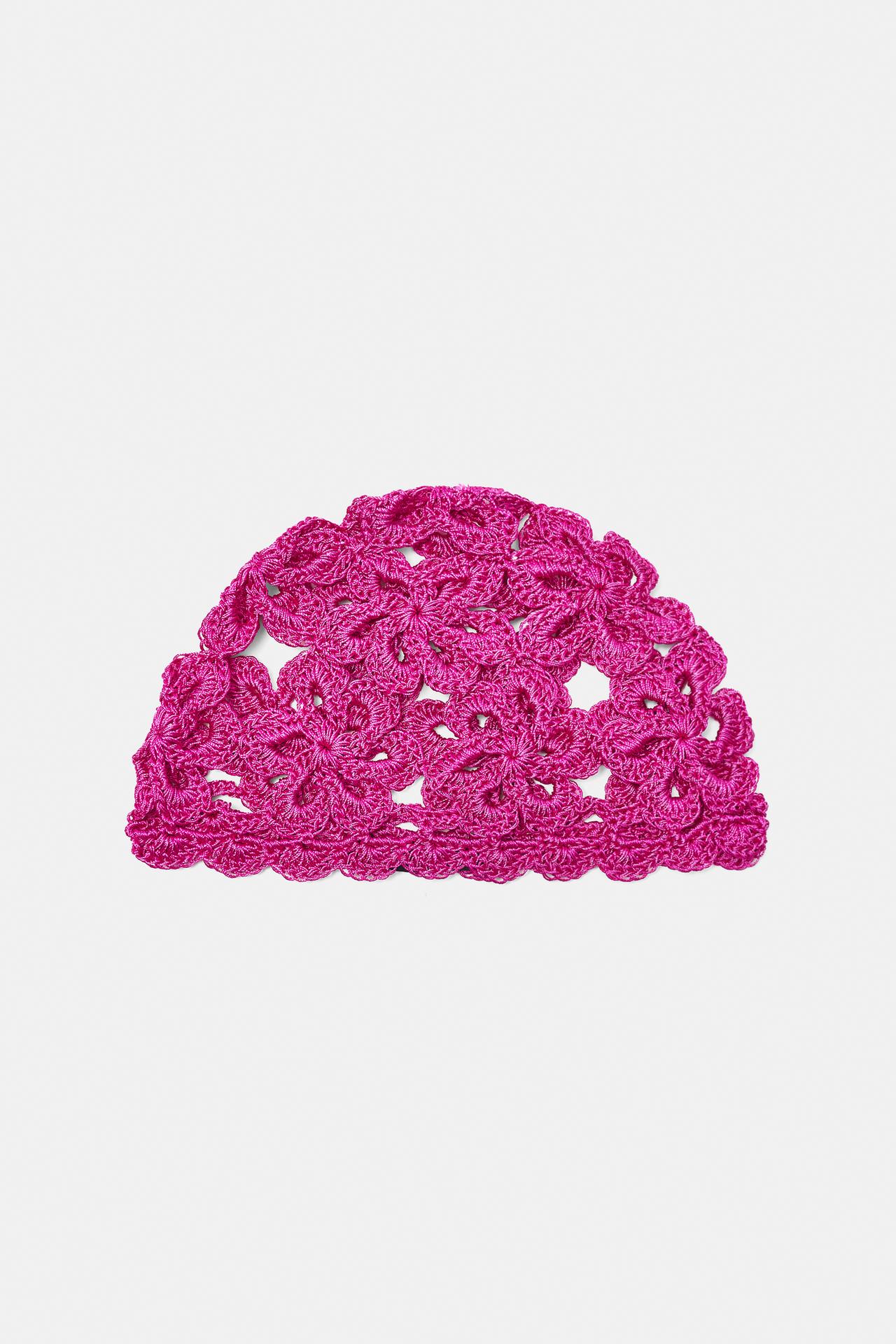 Crochet skullcap hat — Fuchsia