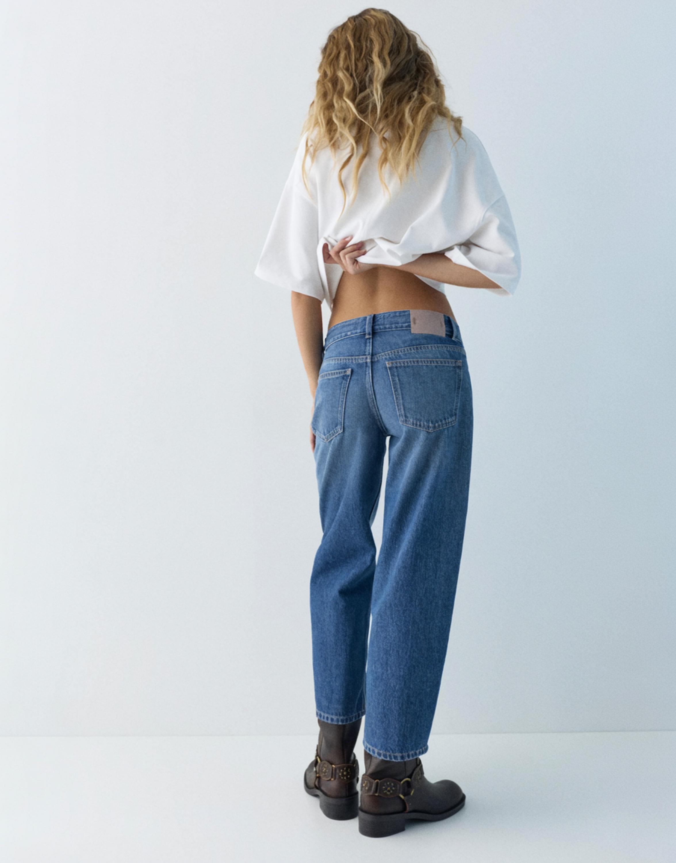 Düşük bel culotte pantolon jean - Görsel 6