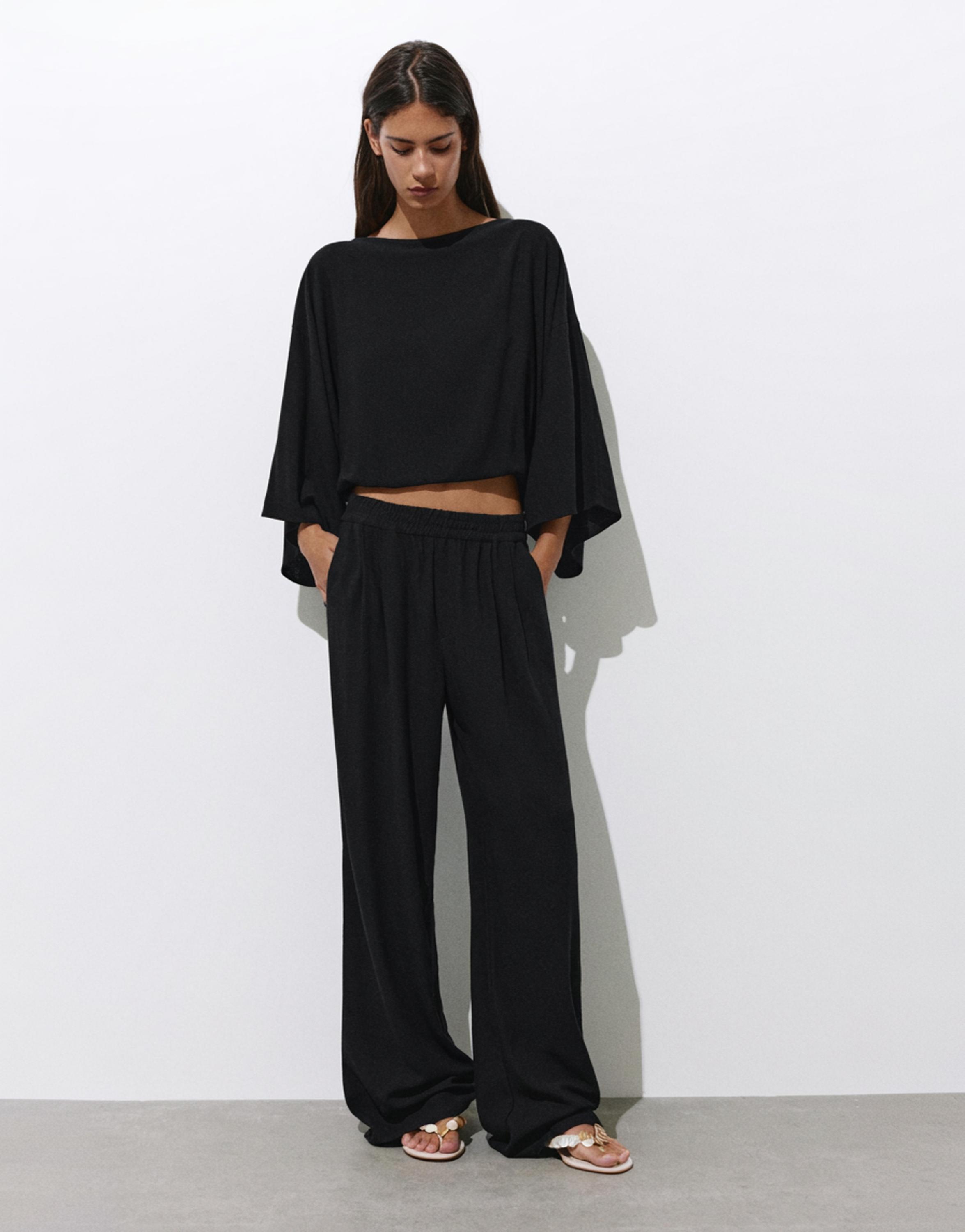 Flowing darted trousers — Black