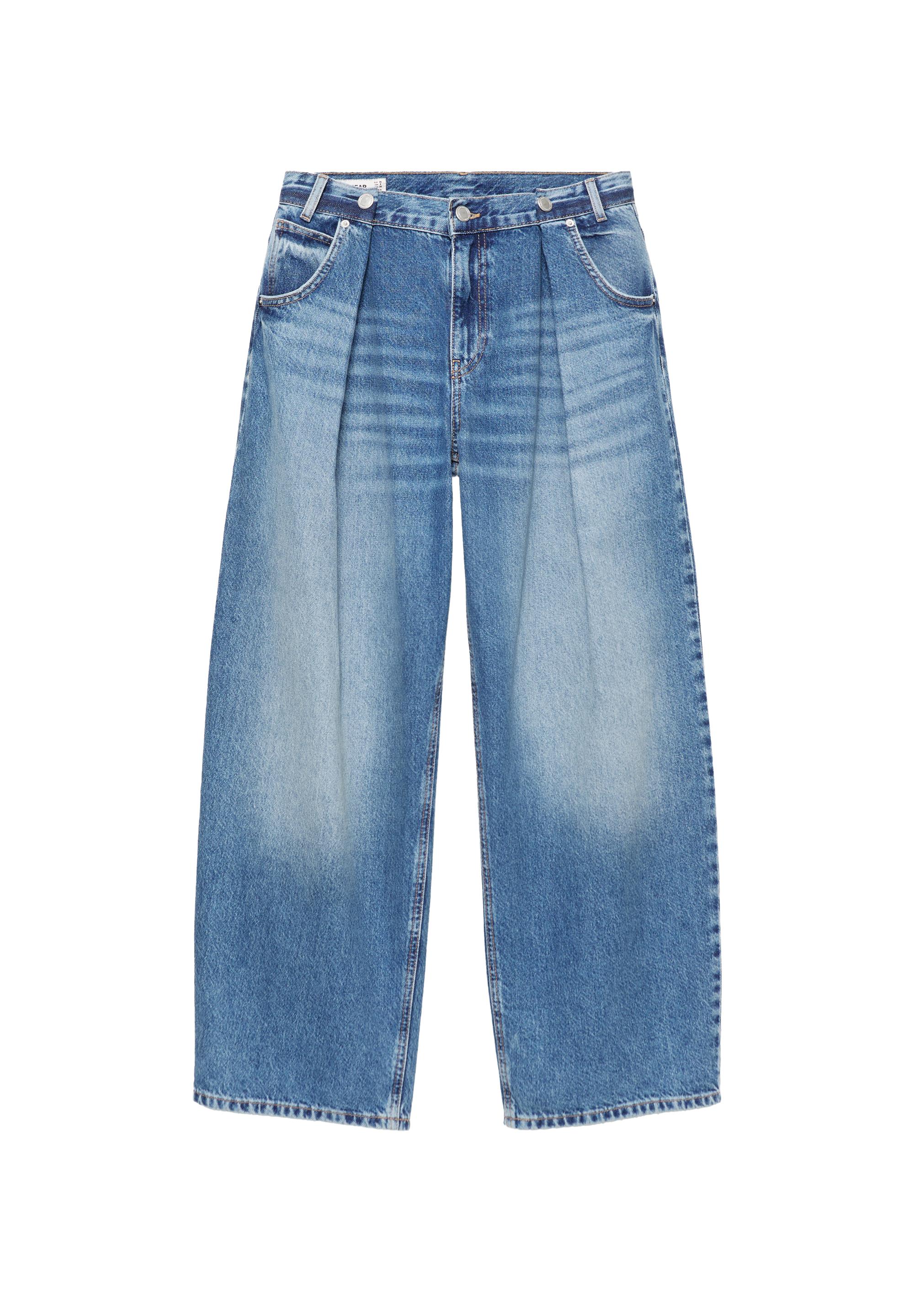 Pleated balloon-fit baggy jeans — Dark blue