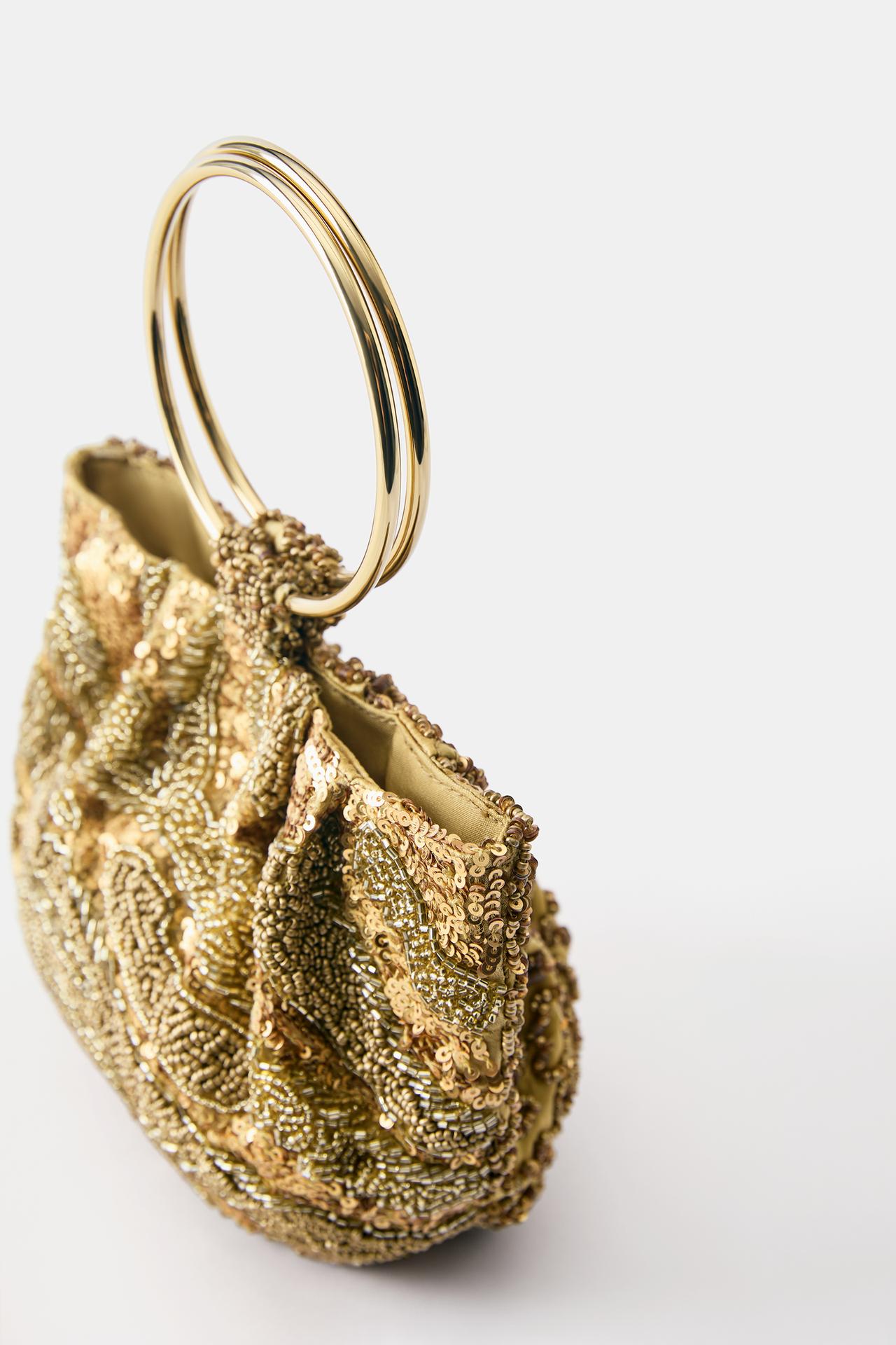 Beaded handbag — Gold
