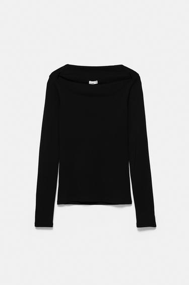 Fitted straight neckline T-shirt — Black 5