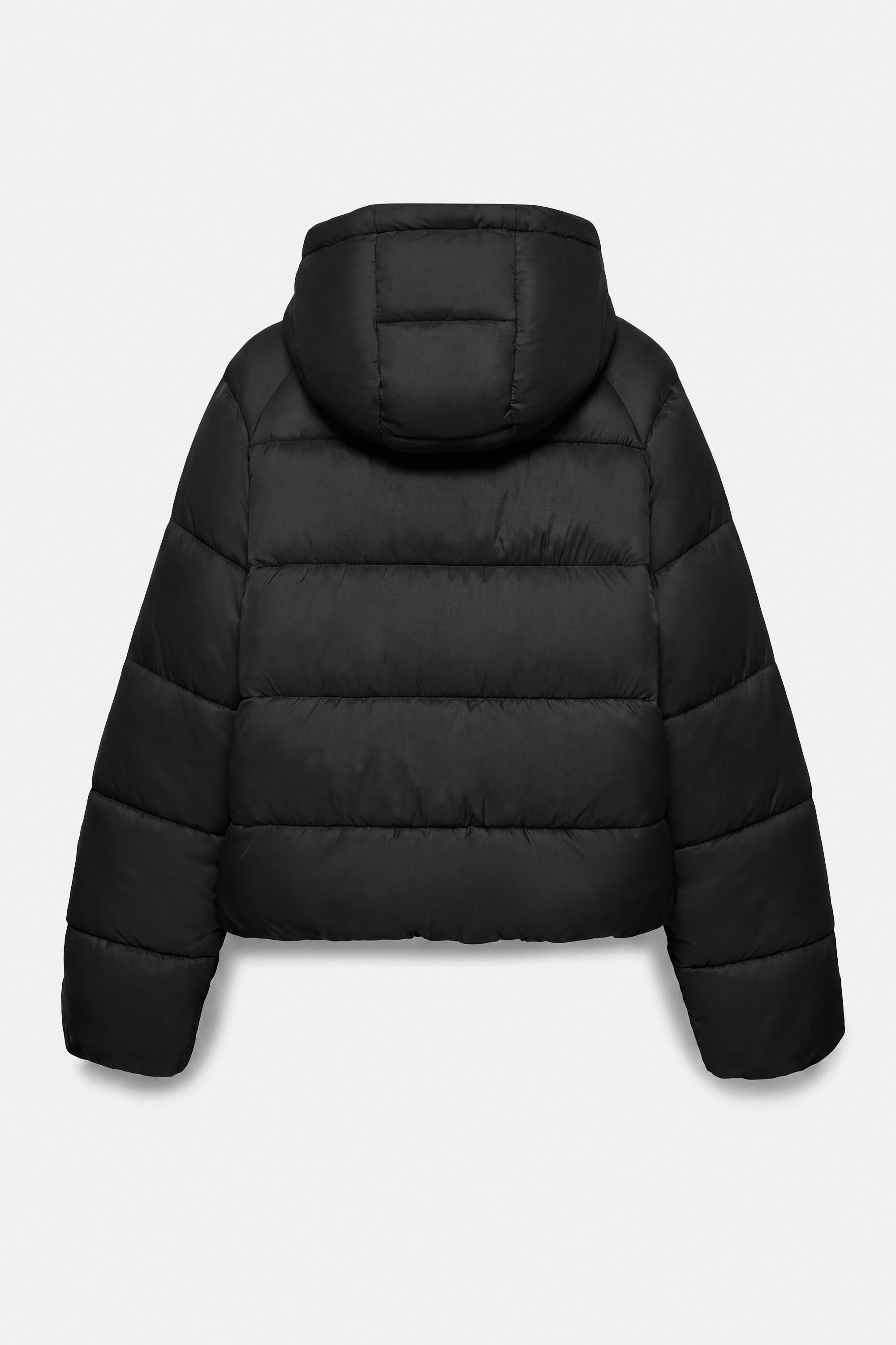 Hooded puffer jacket — Black (alternate view)