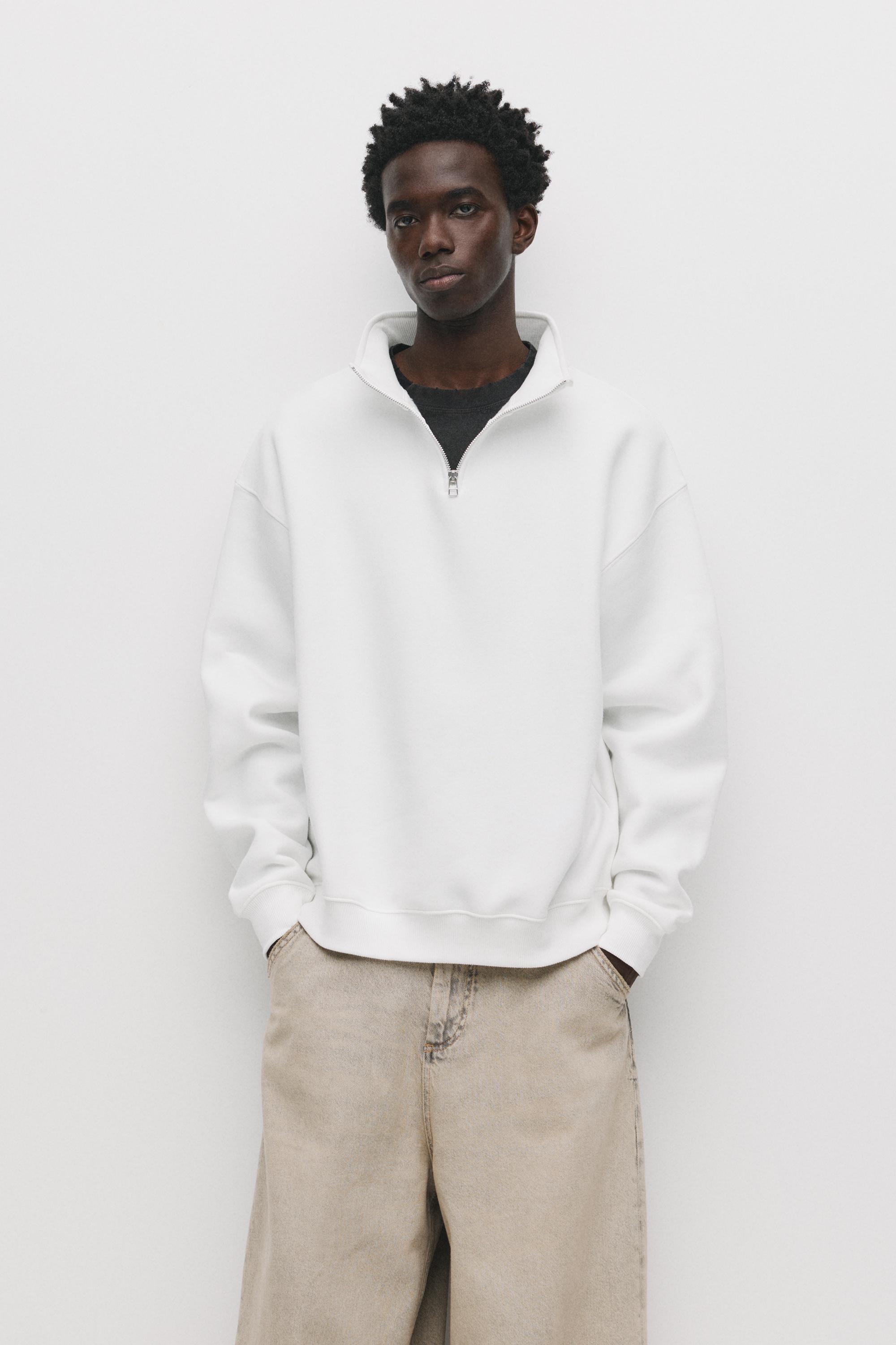 Basic quarter-zip sweatshirt — Off white