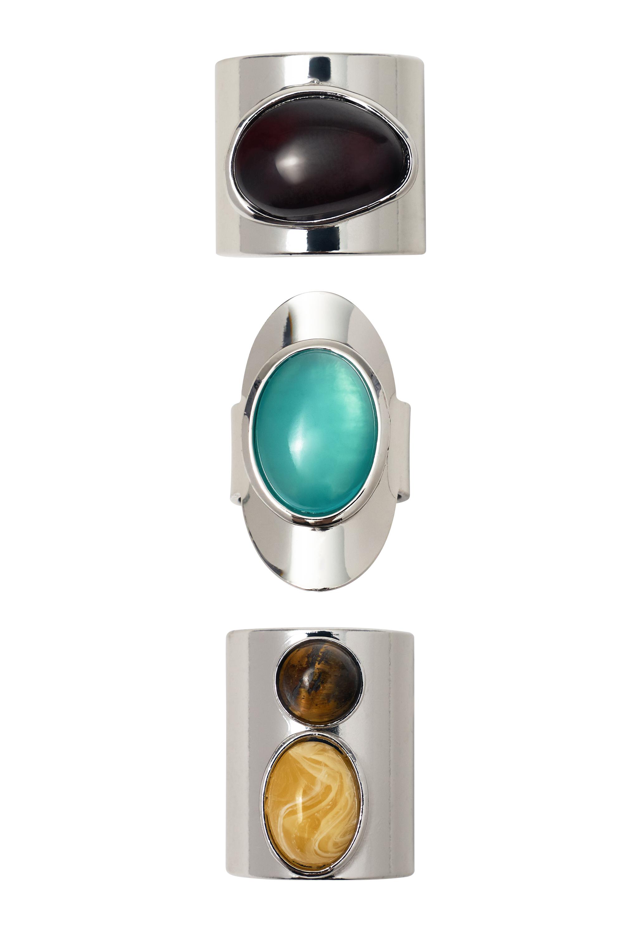 3’lü taşlı yüzük paketi - Görsel 3