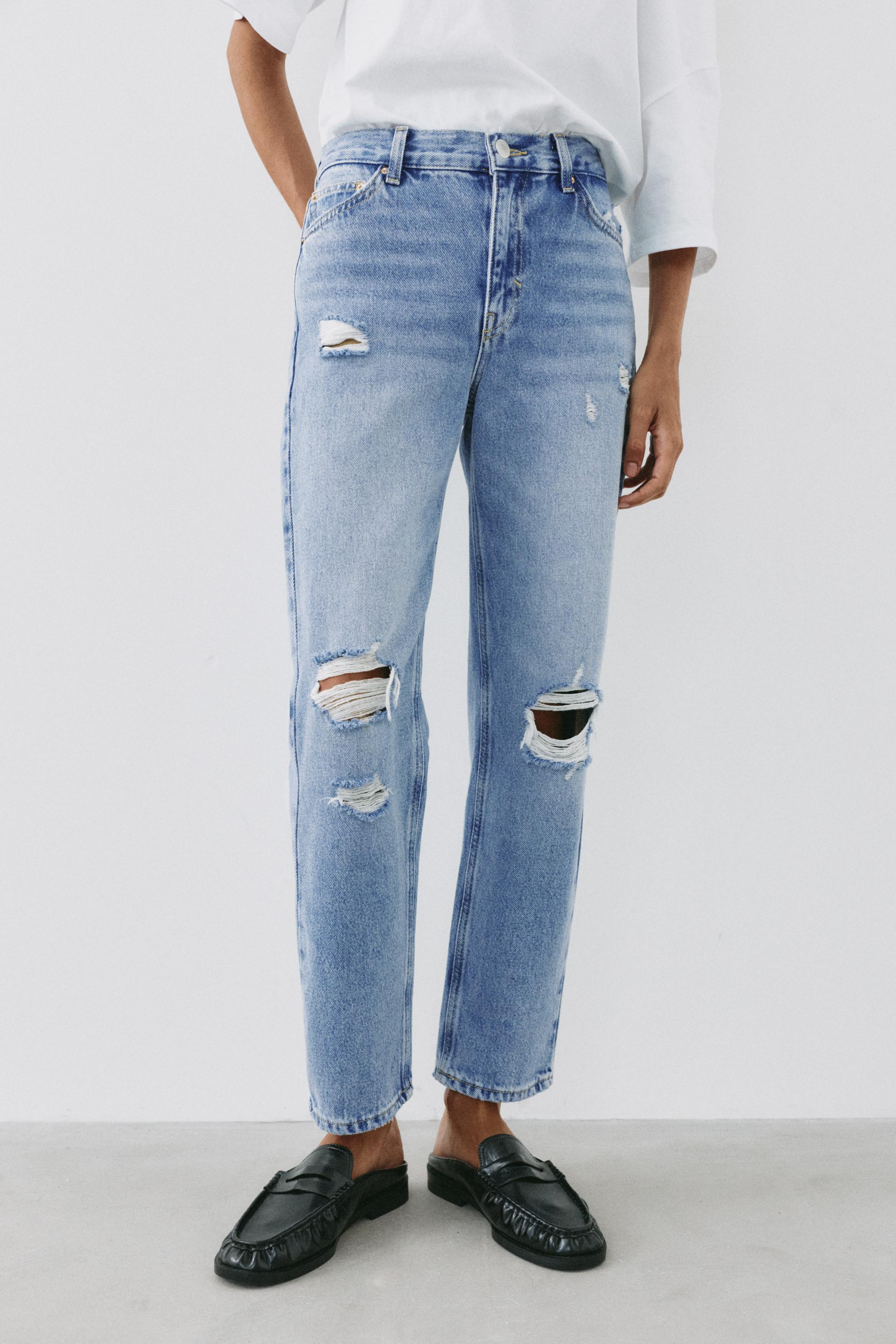 Ripped mom fit jeans — Indigo