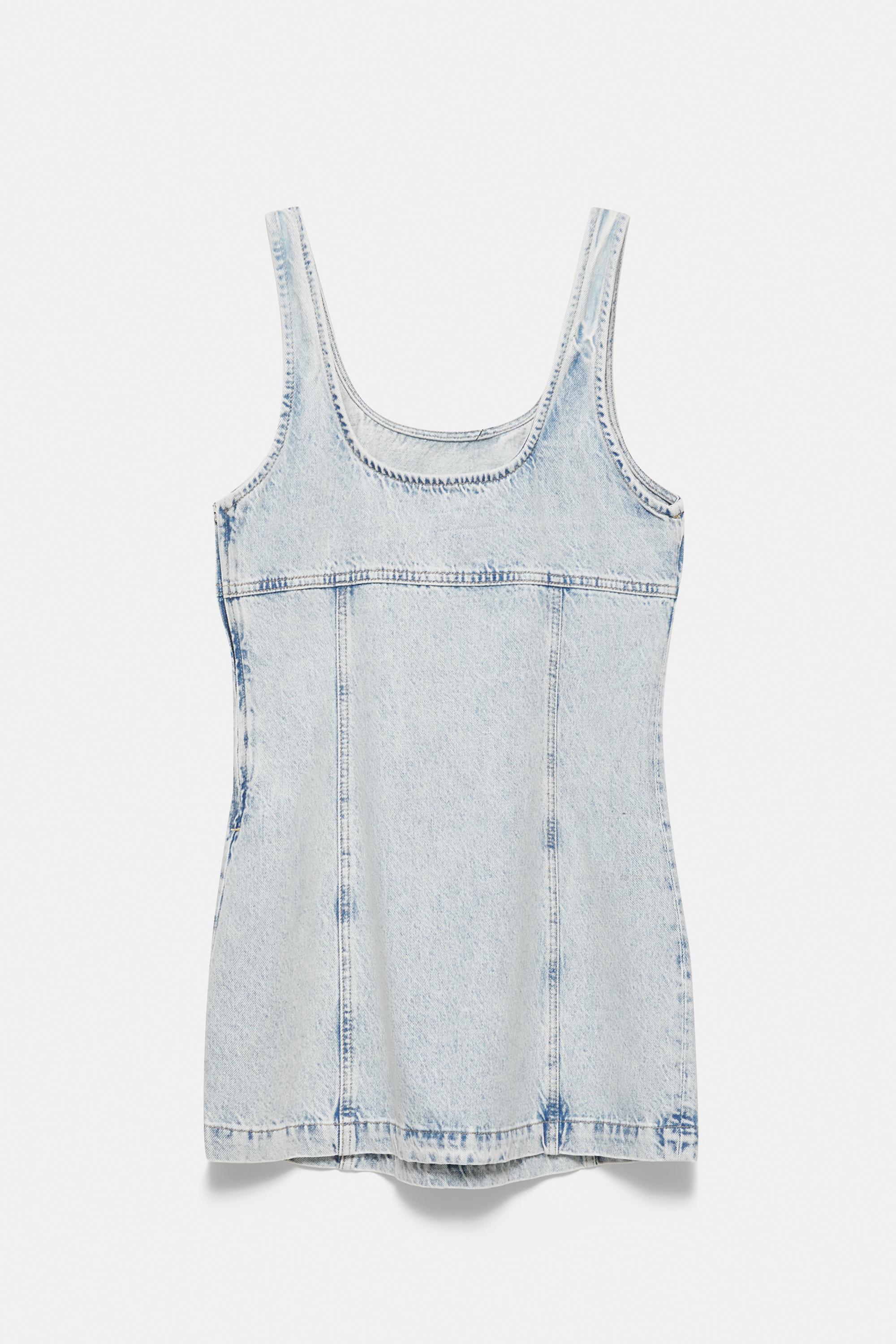 Short studded denim dress — Pale blue