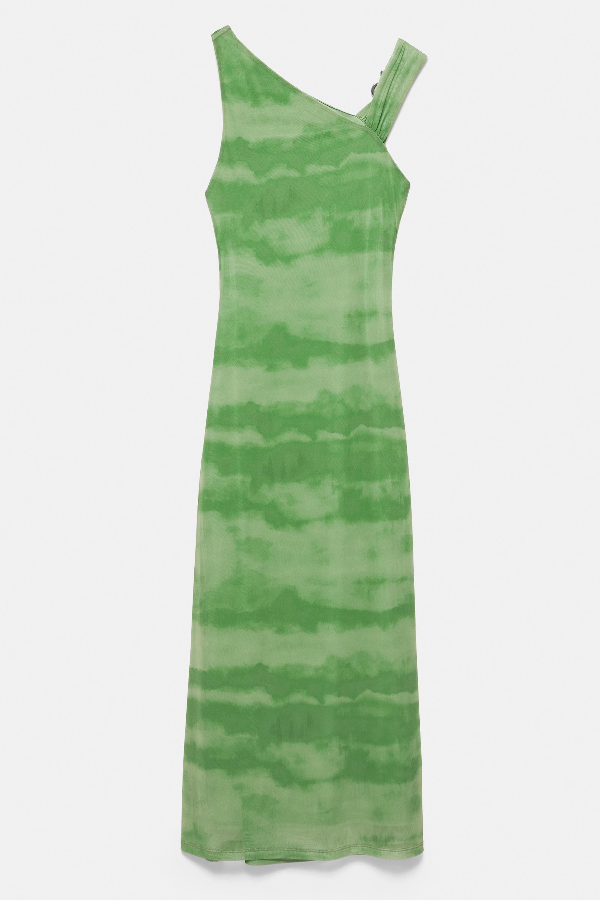 Tie-dye midi dress with appliqué — Green