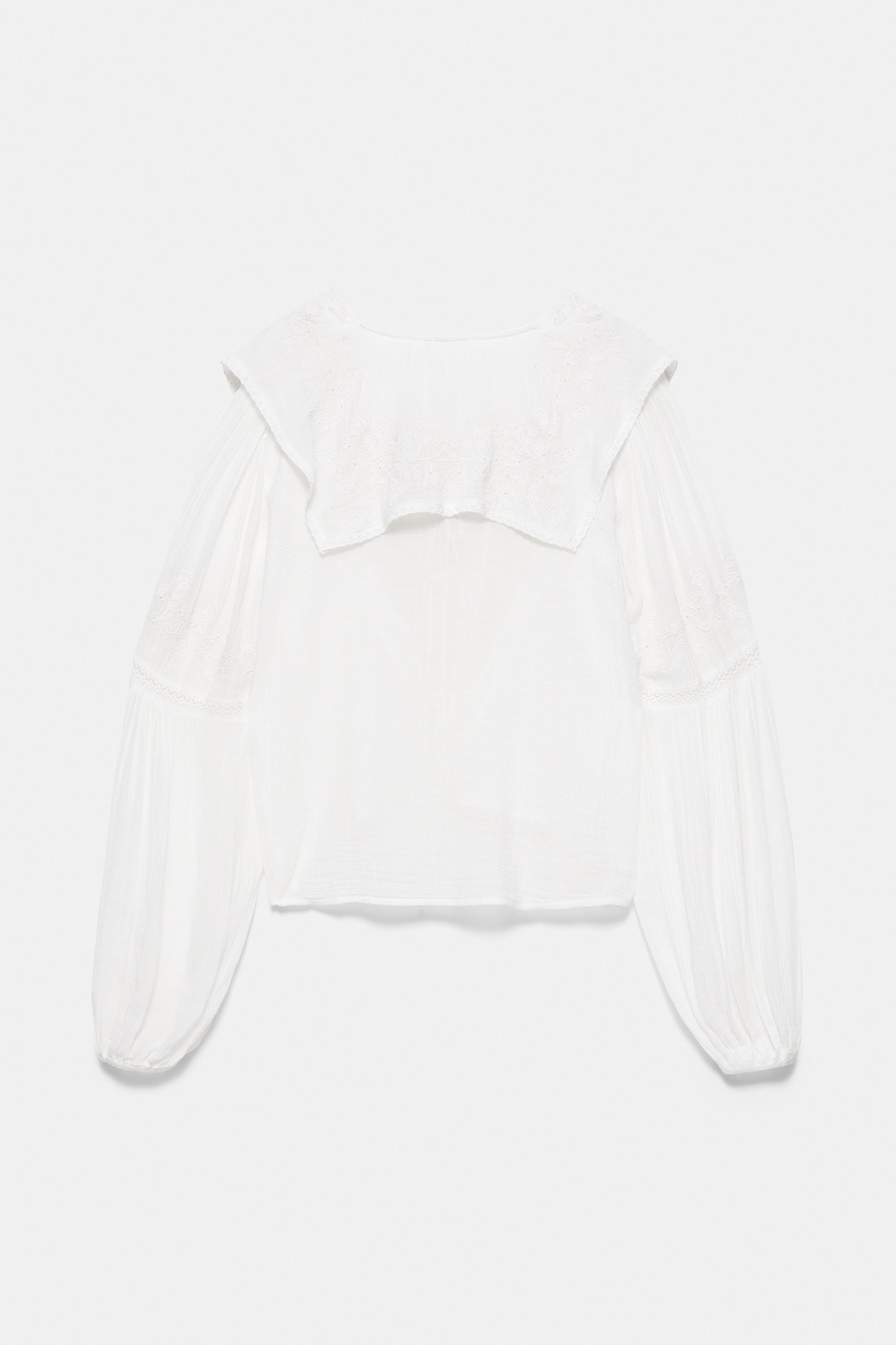 White lace trim blouse — White